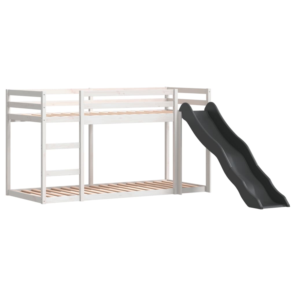 vidaXL Pat supraetajat cu tobogan și scară, 90x200 cm, lemn masiv pin vidaXL Pat supraetajat cu tobogan și scară, 90x200 cm, lemn masiv pin