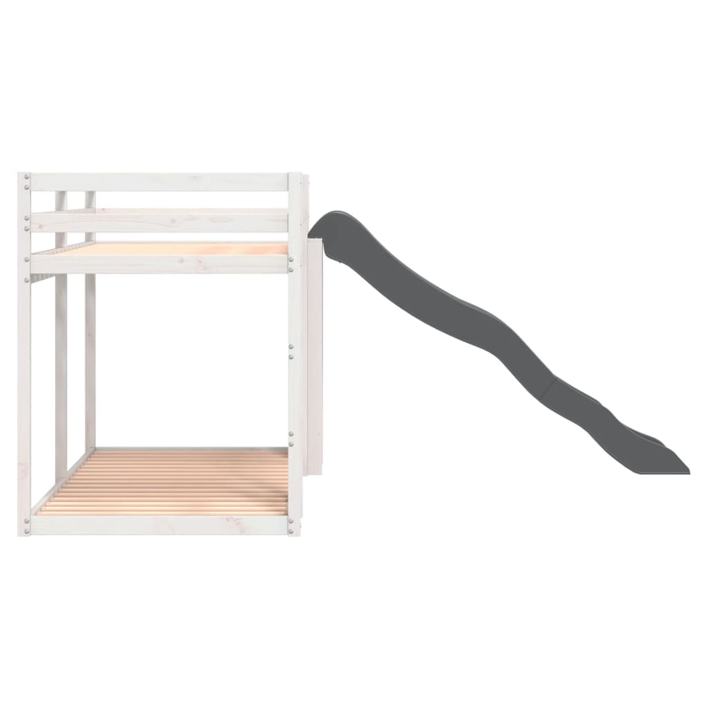 vidaXL Pat supraetajat cu tobogan și scară, 90x200 cm, lemn masiv pin vidaXL Pat supraetajat cu tobogan și scară, 90x200 cm, lemn masiv pin