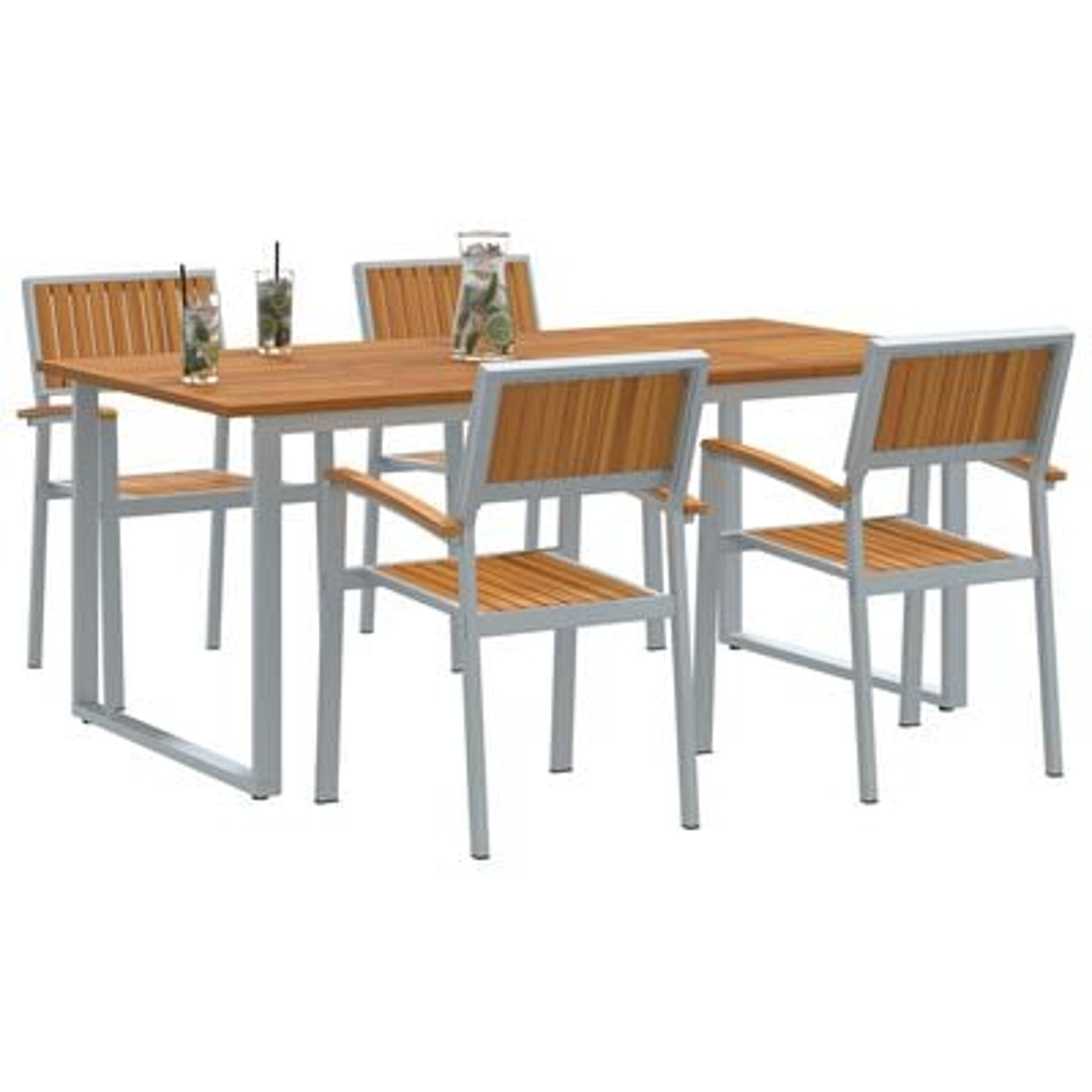 vidaXL Set de mese pentru grădină 5 piese Gri din aluminiu și lemn solid de acacia