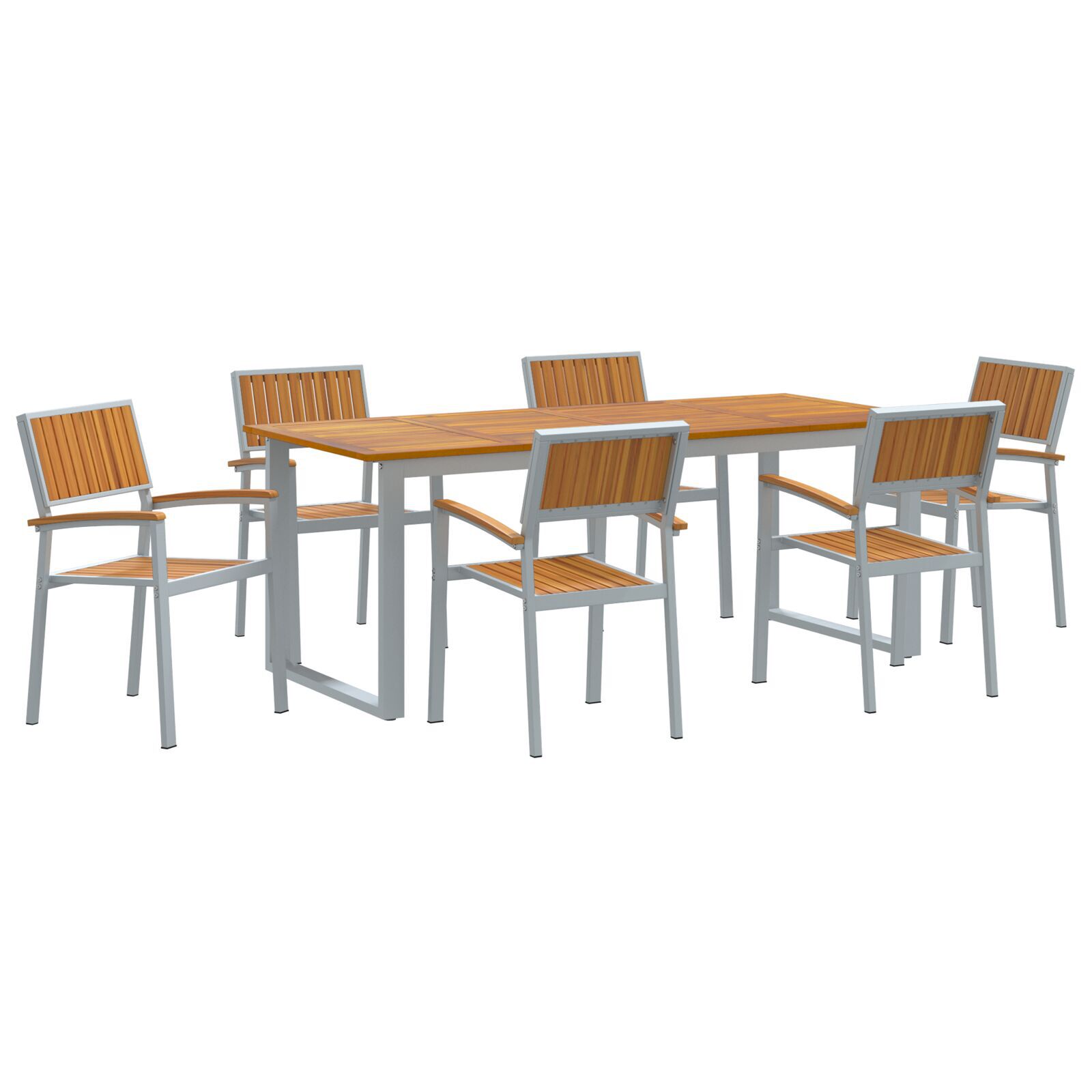 vidaXL Set de dining de grădină 7 piese Gri din oțel și lemn de acacia