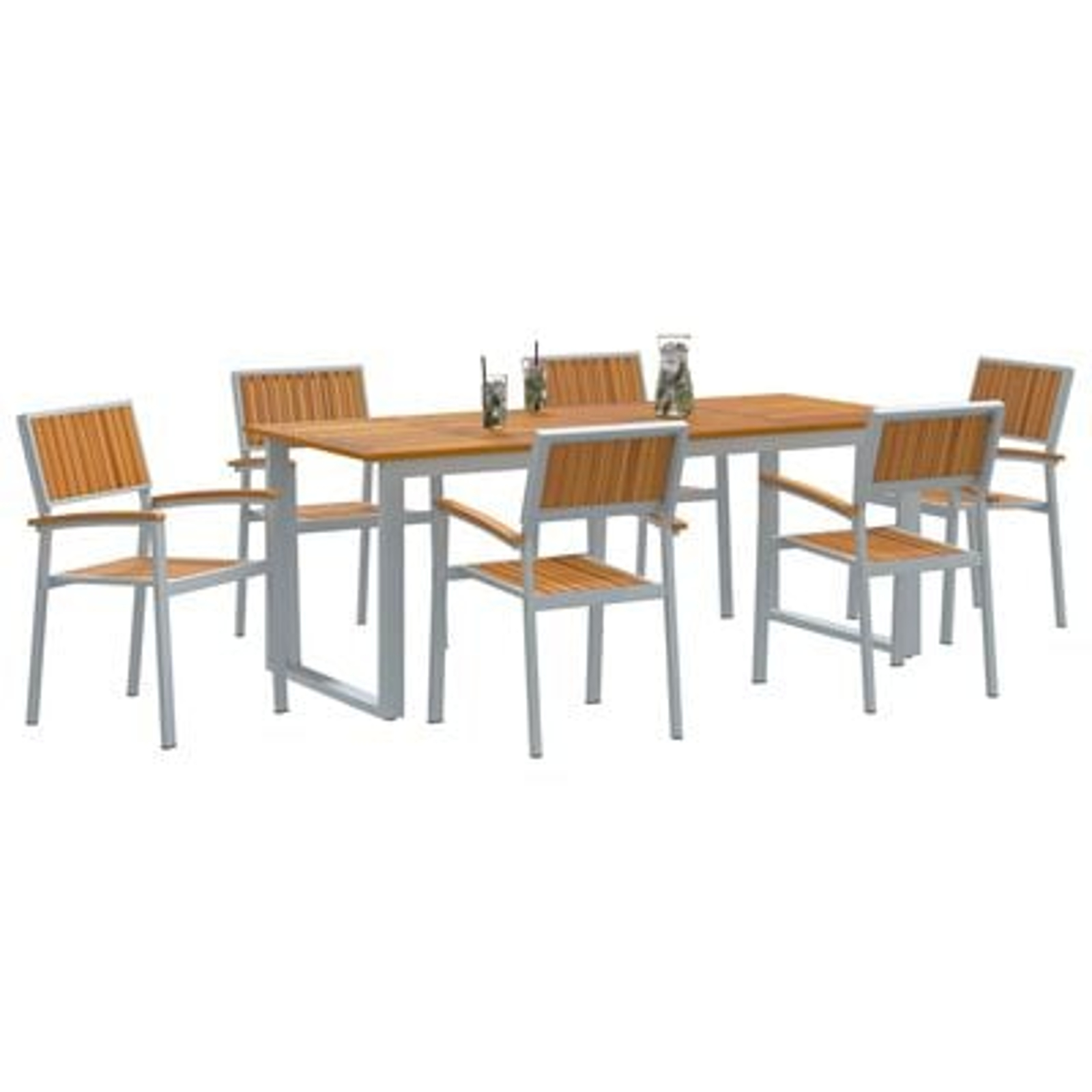 vidaXL Set de dining de grădină 7 piese Gri din oțel și lemn de acacia