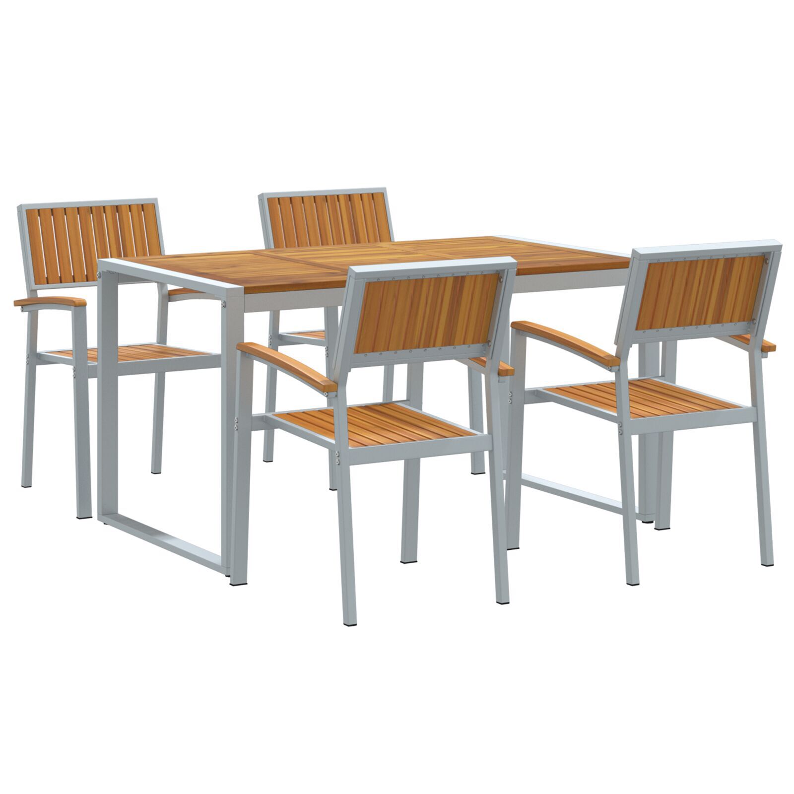 vidaXL Set de masă 5 piese din lemn solid de acacia și metal vidaXL Set de masă 5 piese din lemn solid de acacia și metal