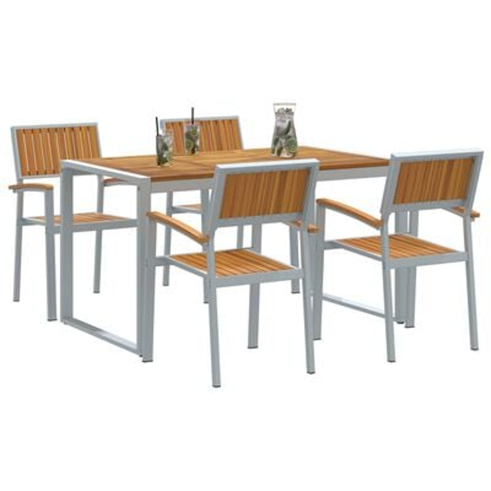 vidaXL Set de masă 5 piese din lemn solid de acacia și metal vidaXL Set de masă 5 piese din lemn solid de acacia și metal
