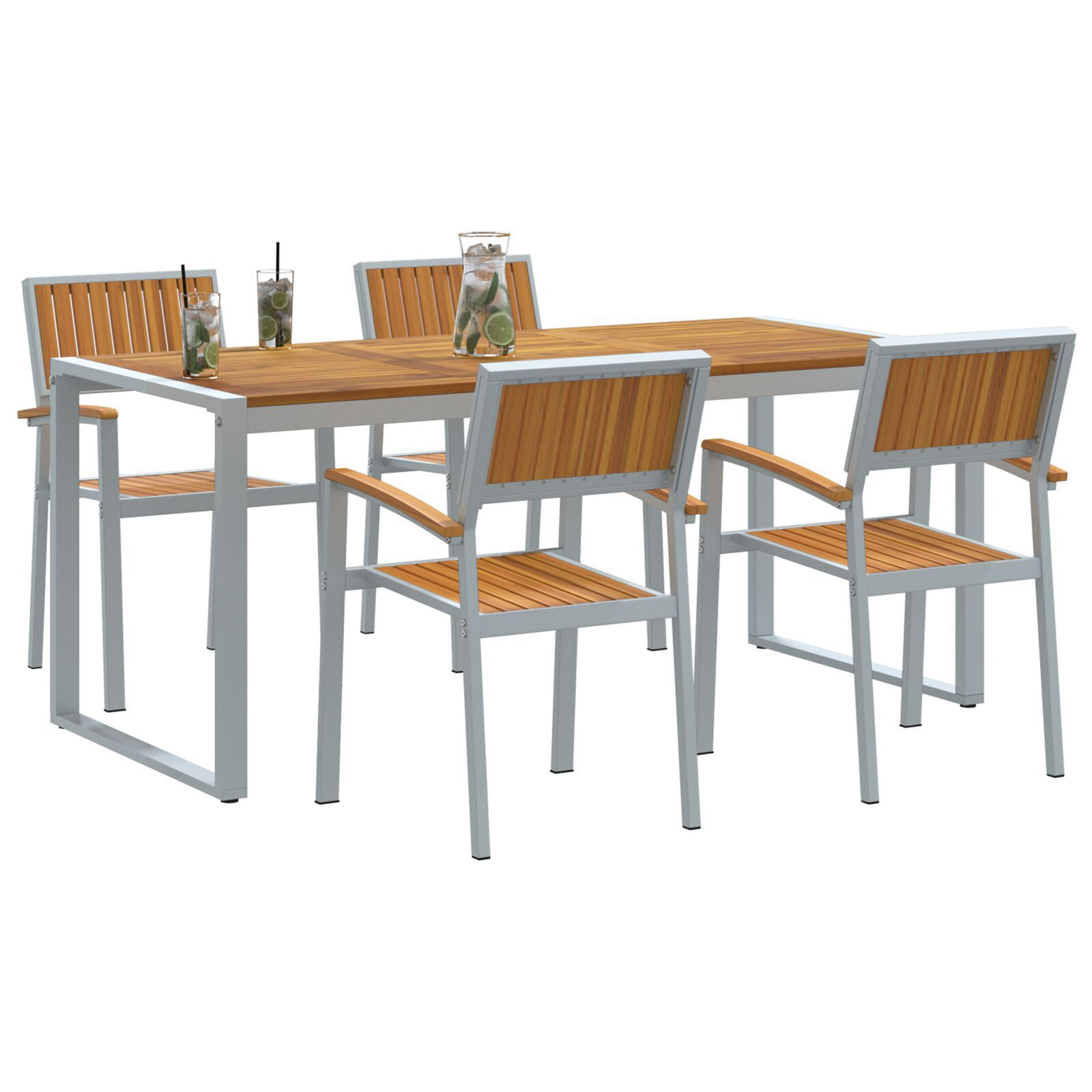 vidaXL Set de dining pentru grădină 5 piese din lemn masiv de acacia și metal