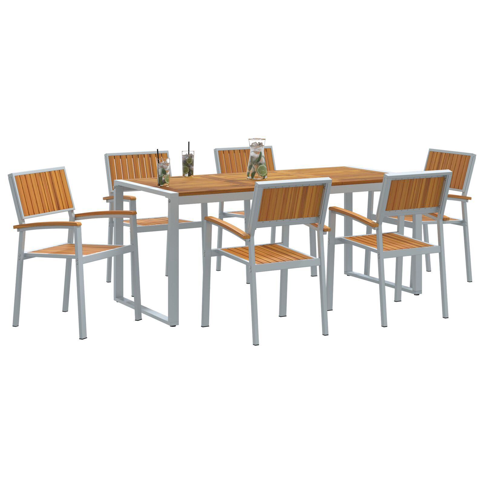 vidaXL Set de dining pentru grădină 7 piese din lemn solid de acacia și metal vidaXL Set de dining pentru grădină 7 piese din lemn solid de acacia și metal