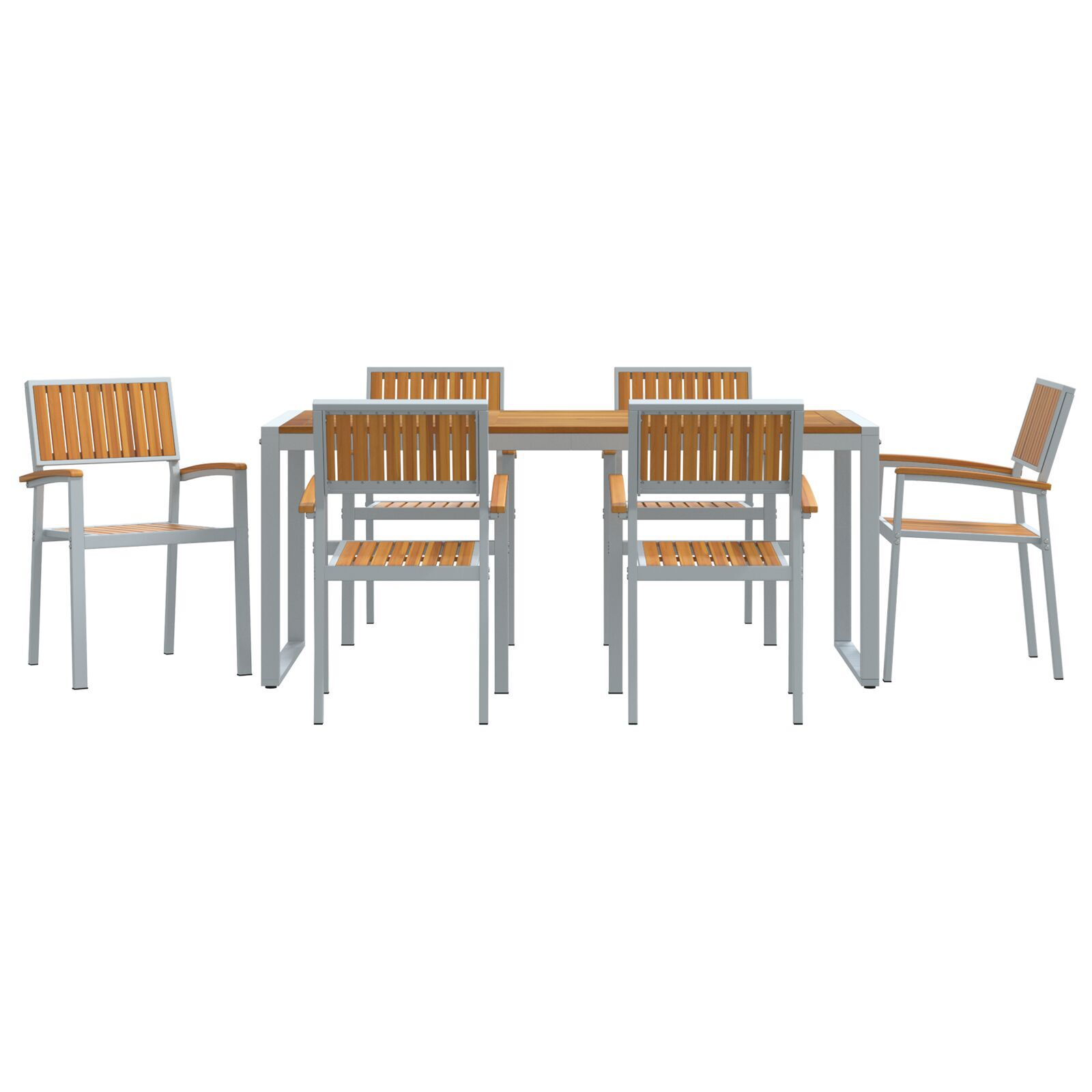 vidaXL Set de dining pentru grădină 7 piese din lemn solid de acacia și metal vidaXL Set de dining pentru grădină 7 piese din lemn solid de acacia și metal