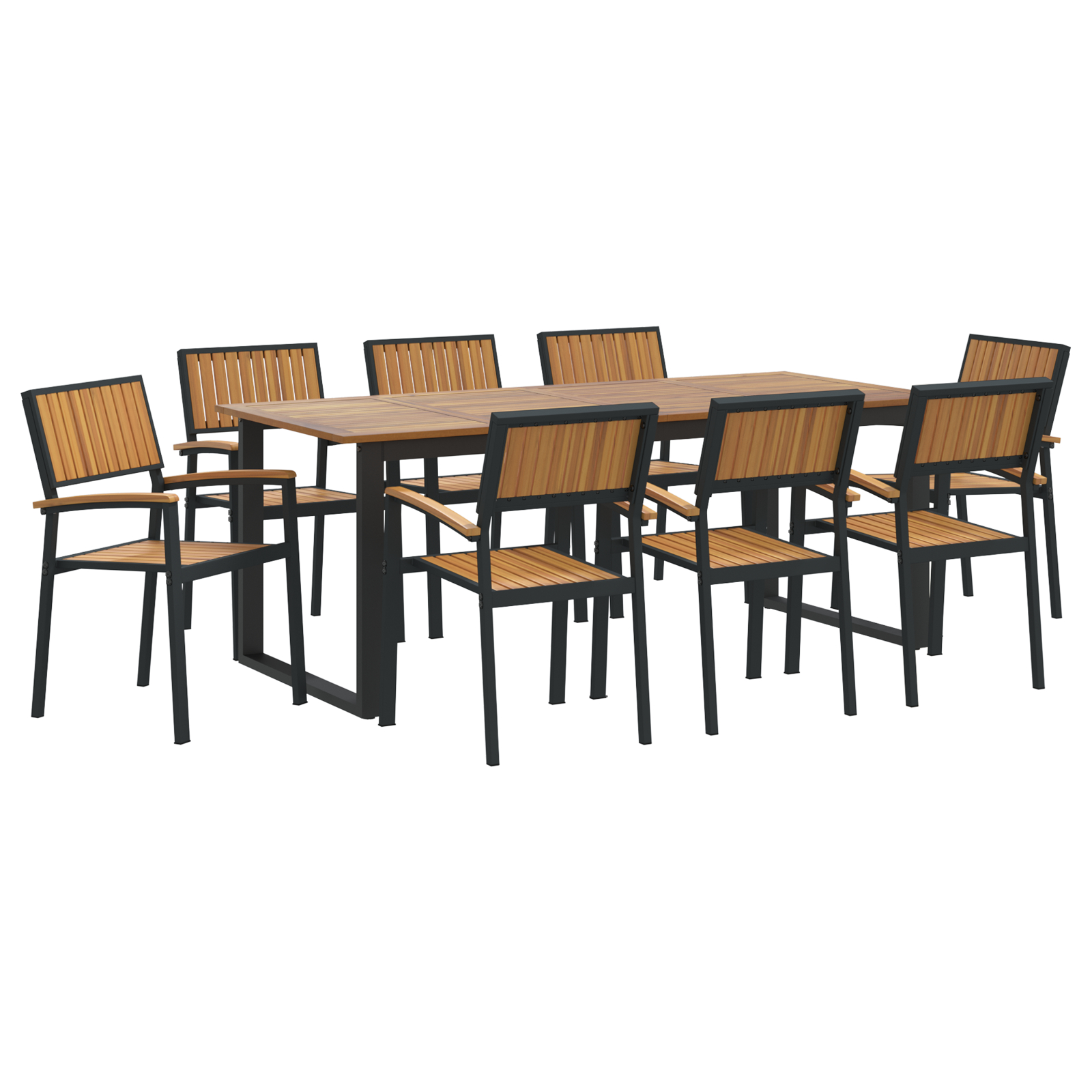 vidaXL Set de dining pentru grădină 9 piese Oțel negru și Lemn de acacia vidaXL Set de dining pentru grădină 9 piese Oțel negru și Lemn de acacia