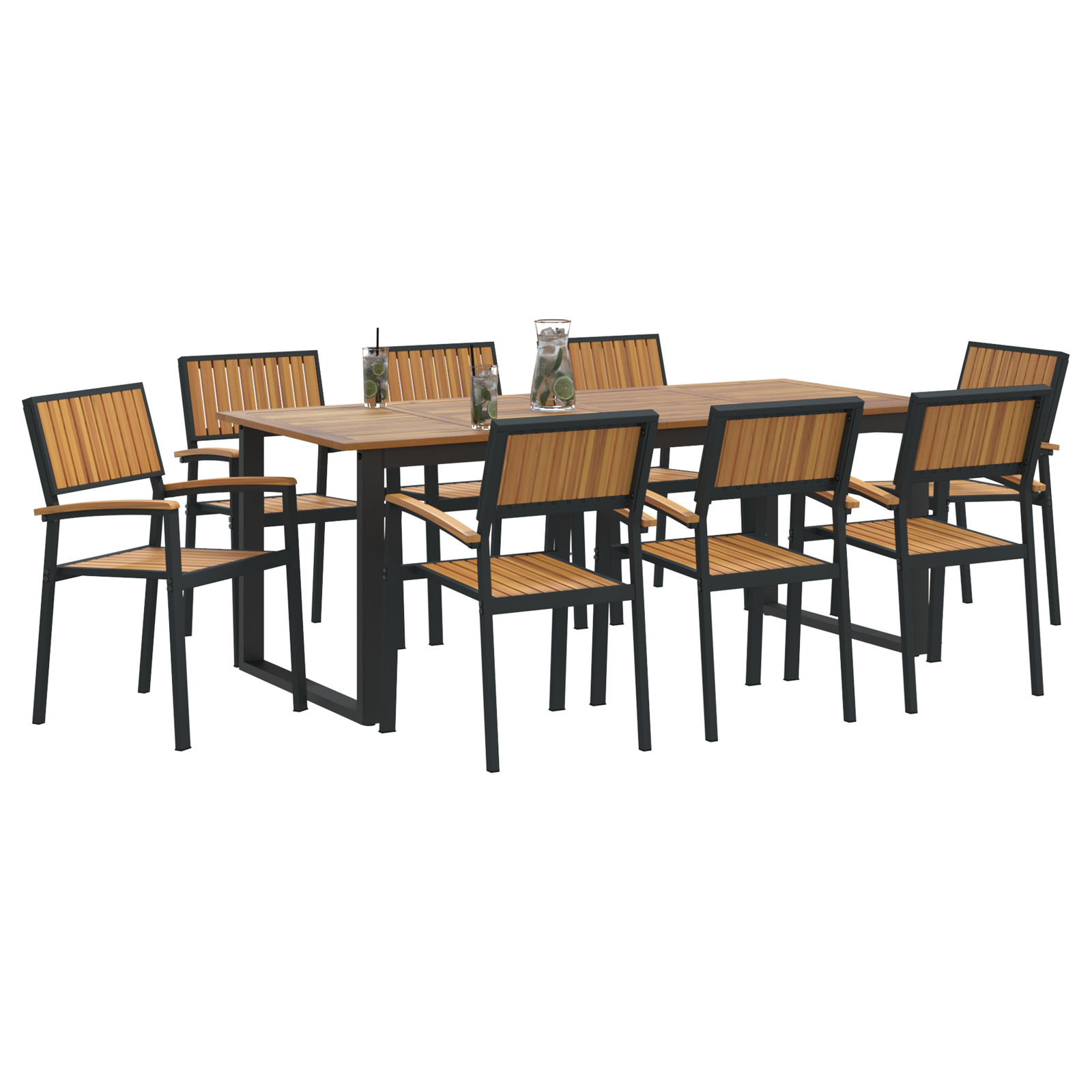vidaXL Set de dining pentru grădină 9 piese Oțel negru și Lemn de acacia vidaXL Set de dining pentru grădină 9 piese Oțel negru și Lemn de acacia