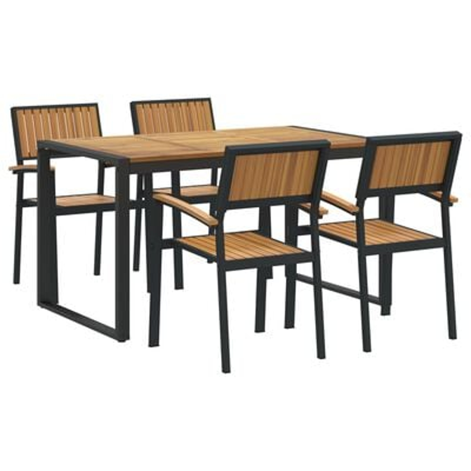 vidaXL Set de masă pentru grădină 5 pcs Negru Lemn Solid de Acacia