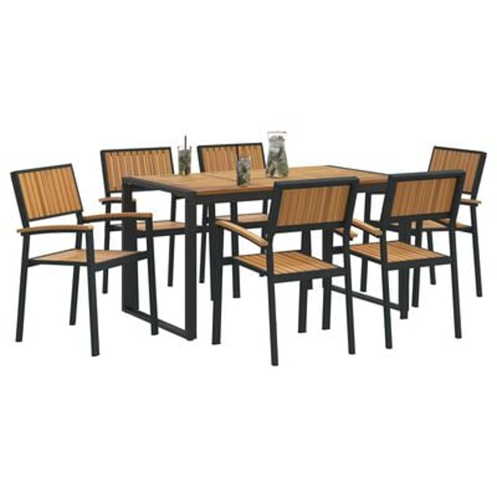 vidaXL Set de dining pentru grădină cu 7 piese din lemn masiv de acacia și metal vidaXL Set de dining pentru grădină cu 7 piese din lemn masiv de acacia și metal