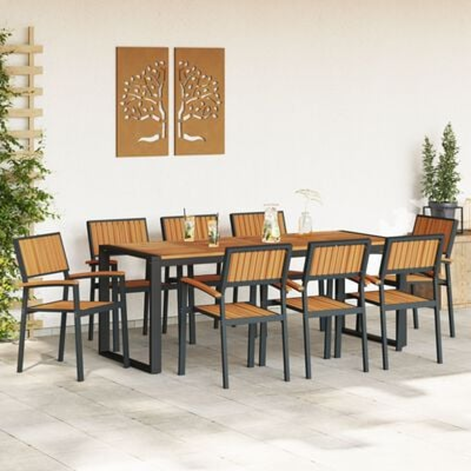 vidaXL Set de Dining cu 5 Piese din Lemn Masiv de Acacia și Metal