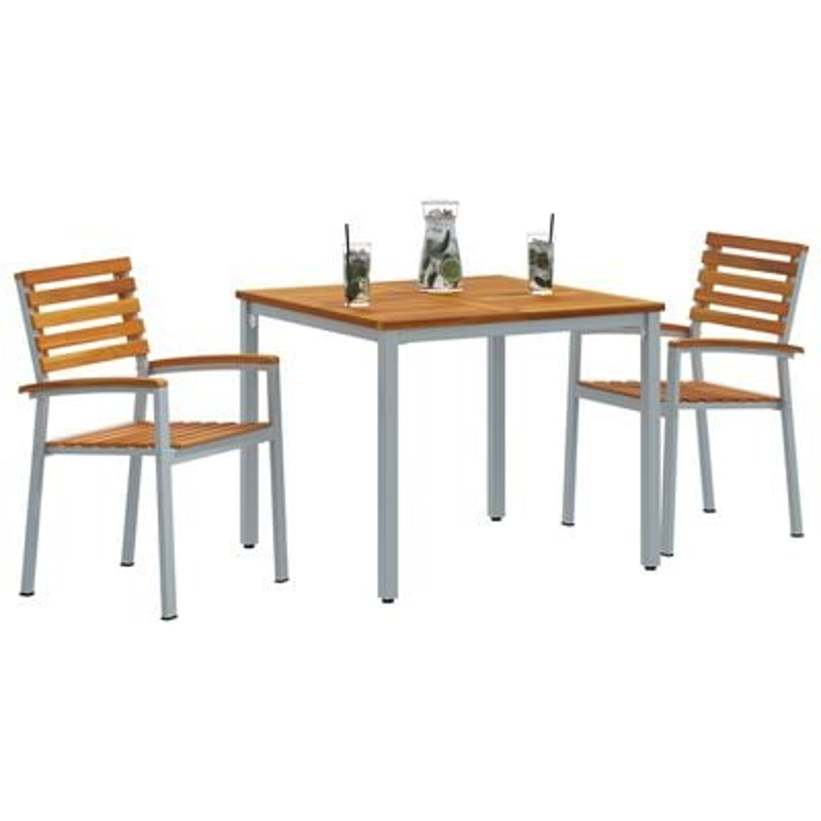 vidaXL Set de dining pentru grădină , 3 piese, din lemn masiv de acacia și metal
