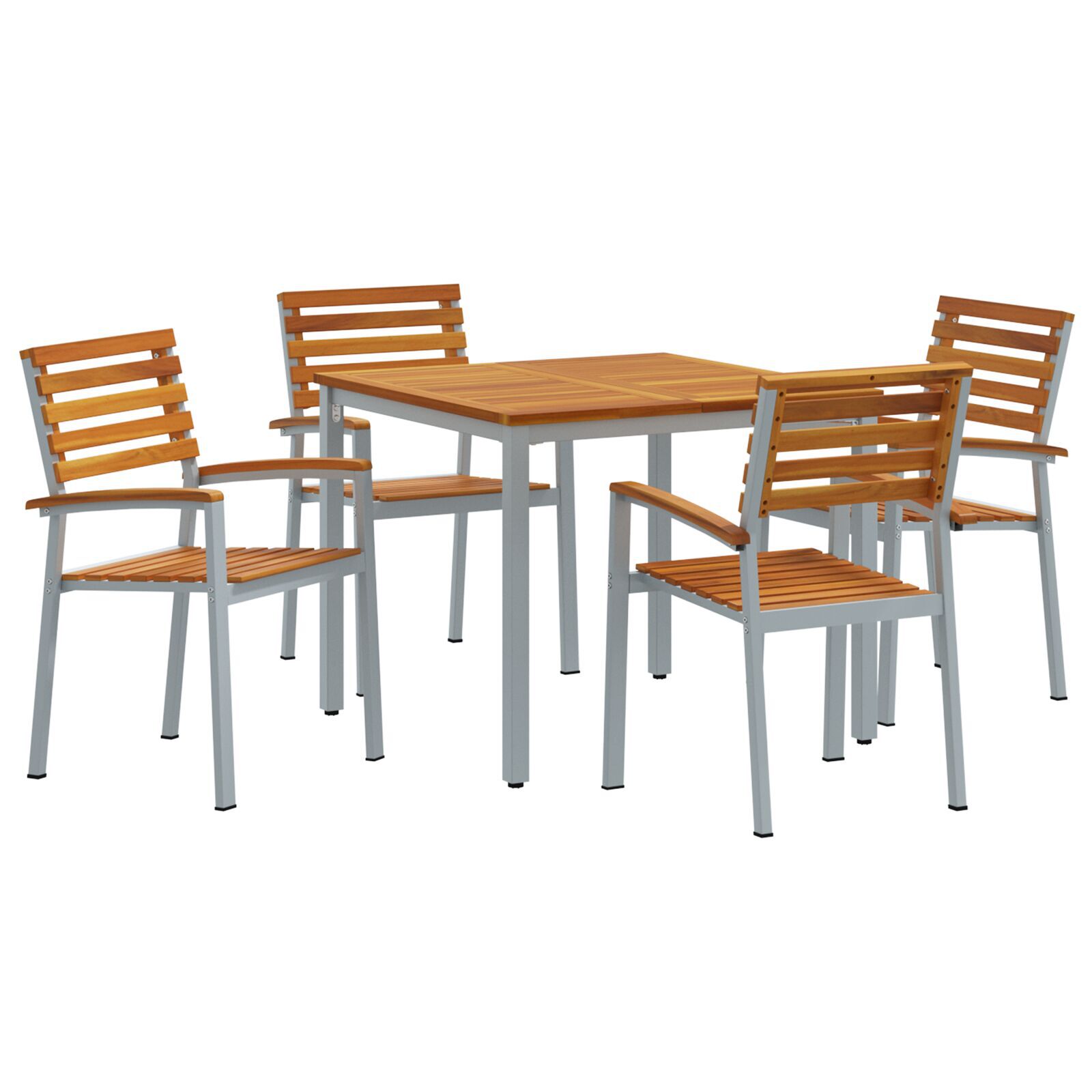 vidaXL Set de dining pentru grădină , 5 piese, din lemn solid de acacia și metal