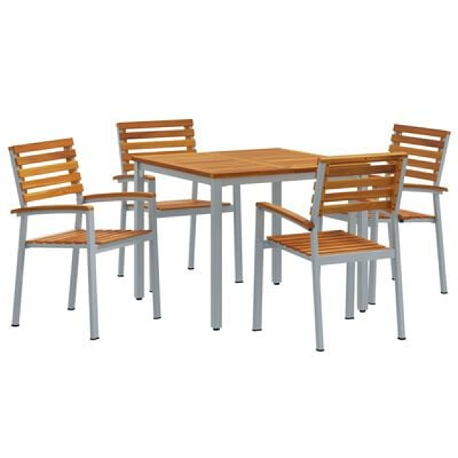 vidaXL Set de dining pentru grădină , 5 piese, din lemn solid de acacia și metal