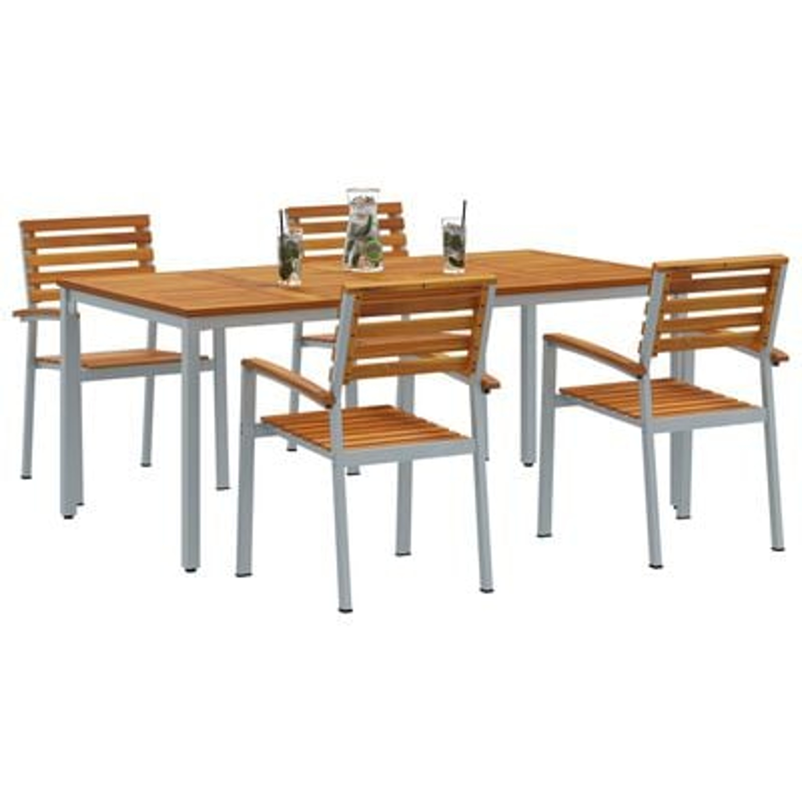 vidaXL Set de Dining pentru Grădină 5 Piese din Lemn Masiv de Acacia și Metal