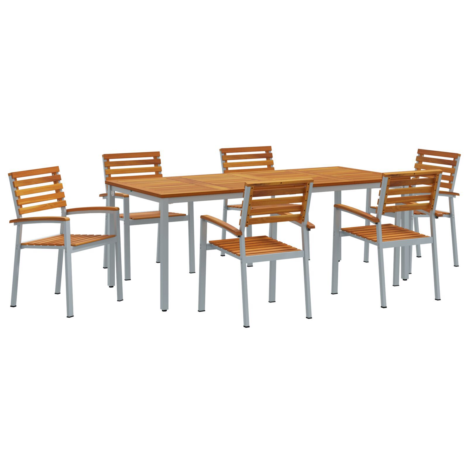 vidaXL Set de Masă și Scaune pentru Grădină din Lemn Solid de Acacia și Metal