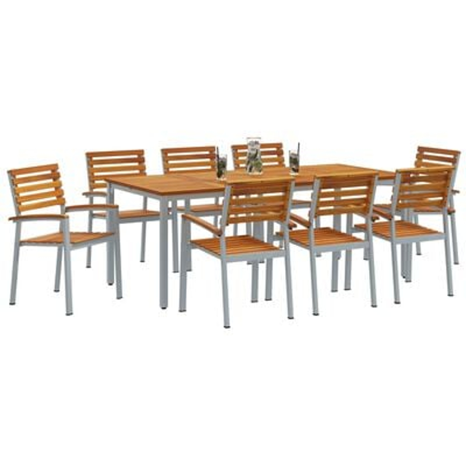 vidaXL Set de dining pentru grădină 9 piese din lemn de acacia și metal vidaXL Set de dining pentru grădină 9 piese din lemn de acacia și metal