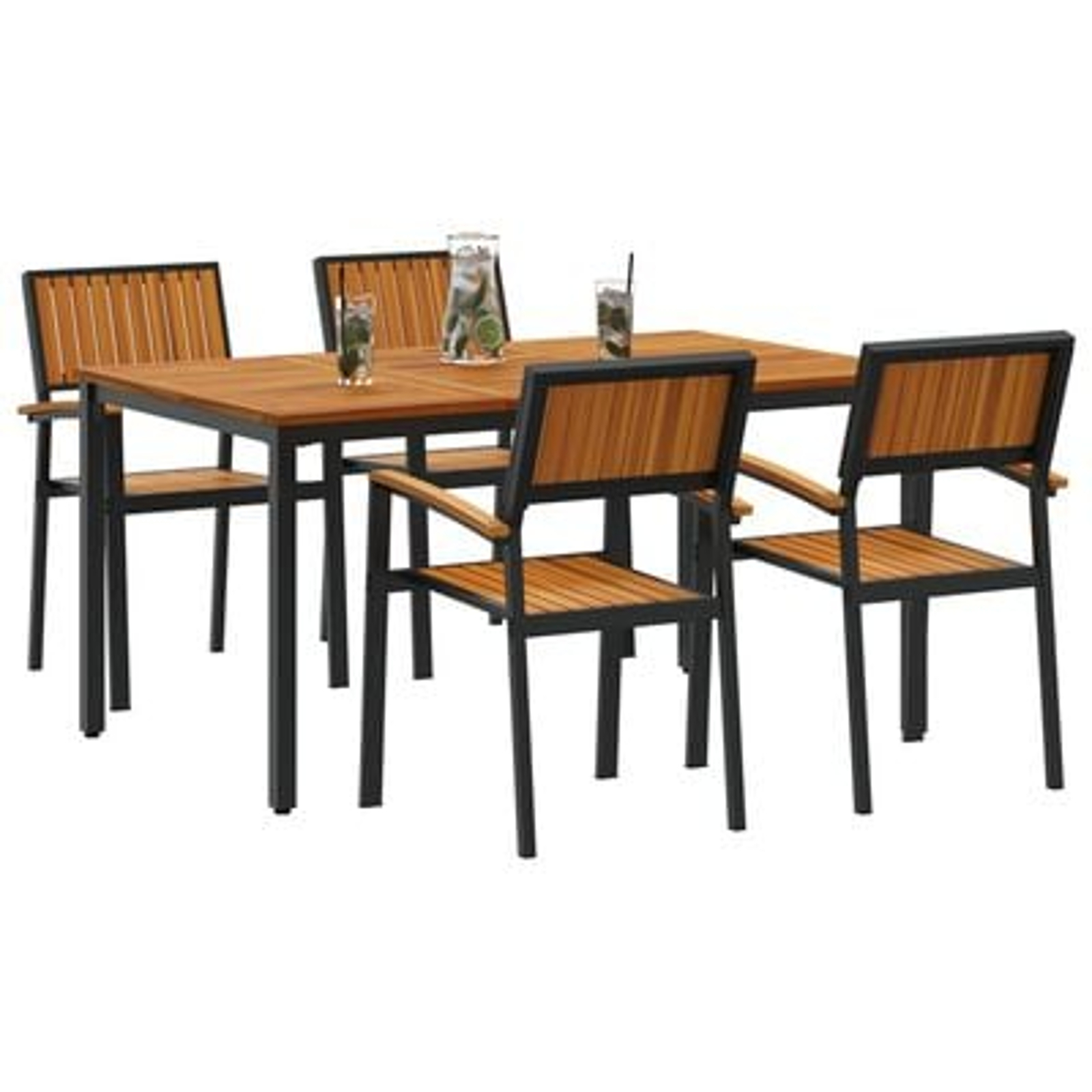 vidaXL Set de dining pentru grădină din 5 piese din lemn solid de acacia și metal vidaXL Set de dining pentru grădină din 5 piese din lemn solid de acacia și metal