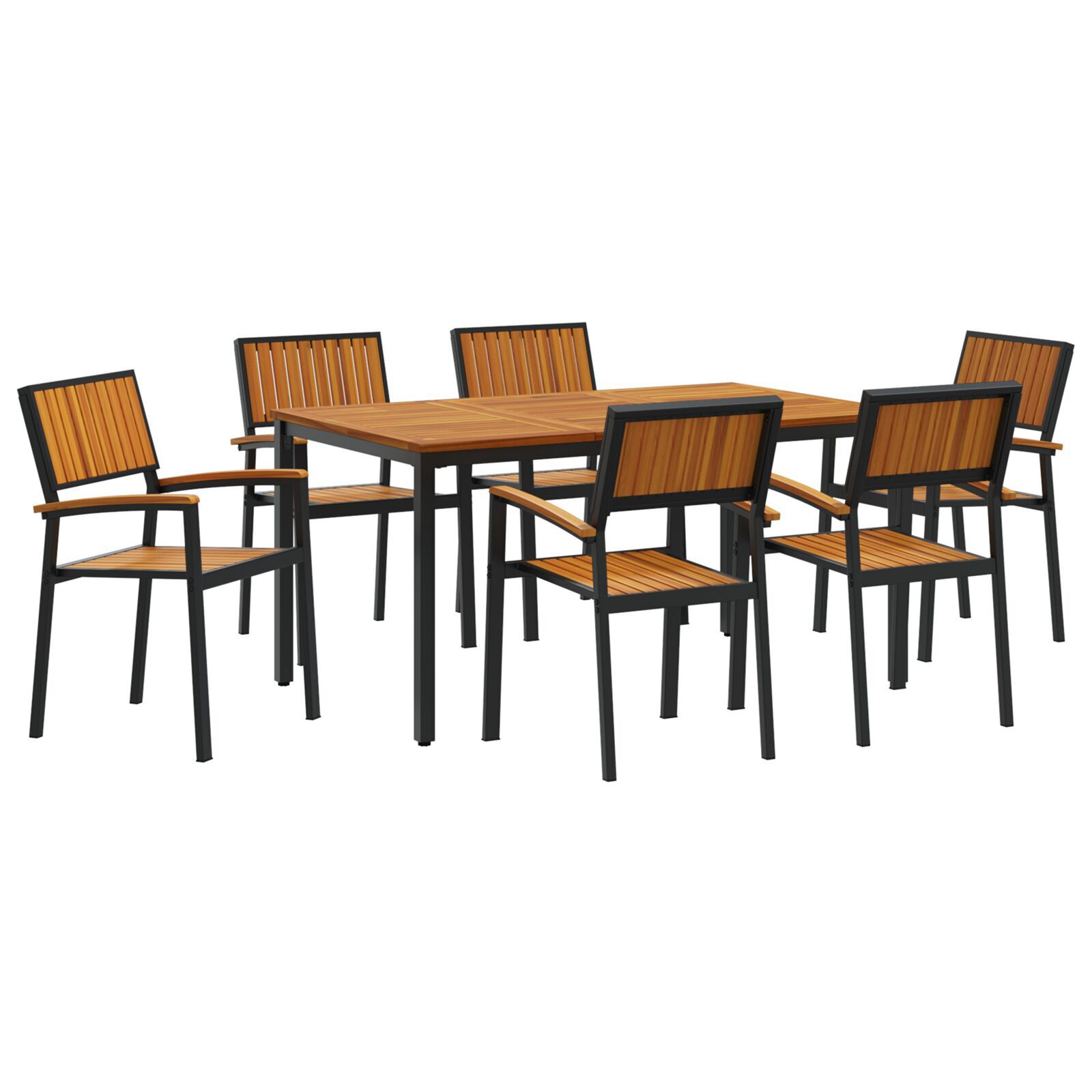 vidaXL Set de dining pentru grădină 7 piese din lemn solid de acacia și metal vidaXL Set de dining pentru grădină 7 piese din lemn solid de acacia și metal
