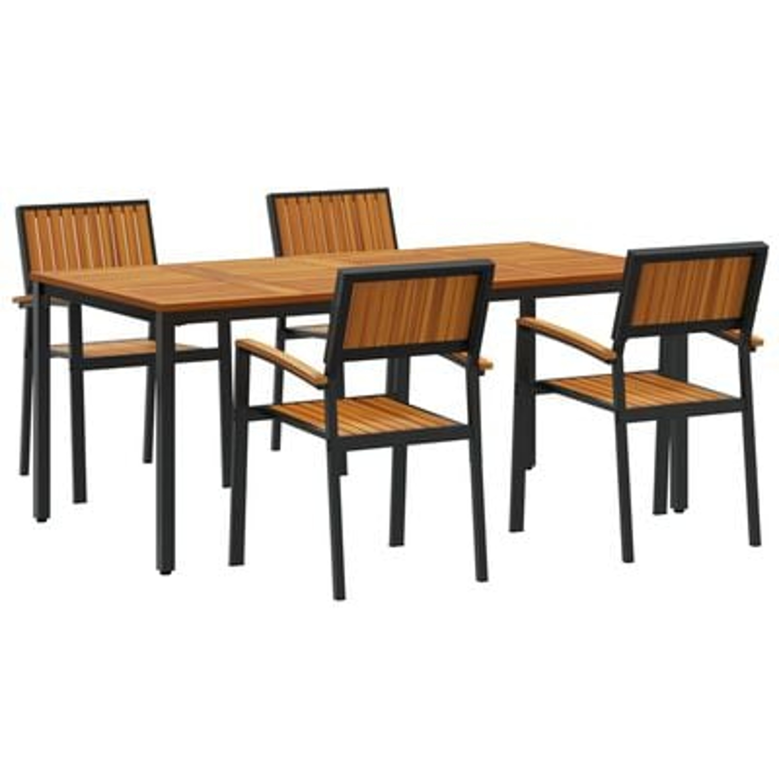 vidaXL Set de dining pentru grădină din 5 piese din lemn solid de acacia și metal vidaXL Set de dining pentru grădină din 5 piese din lemn solid de acacia și metal