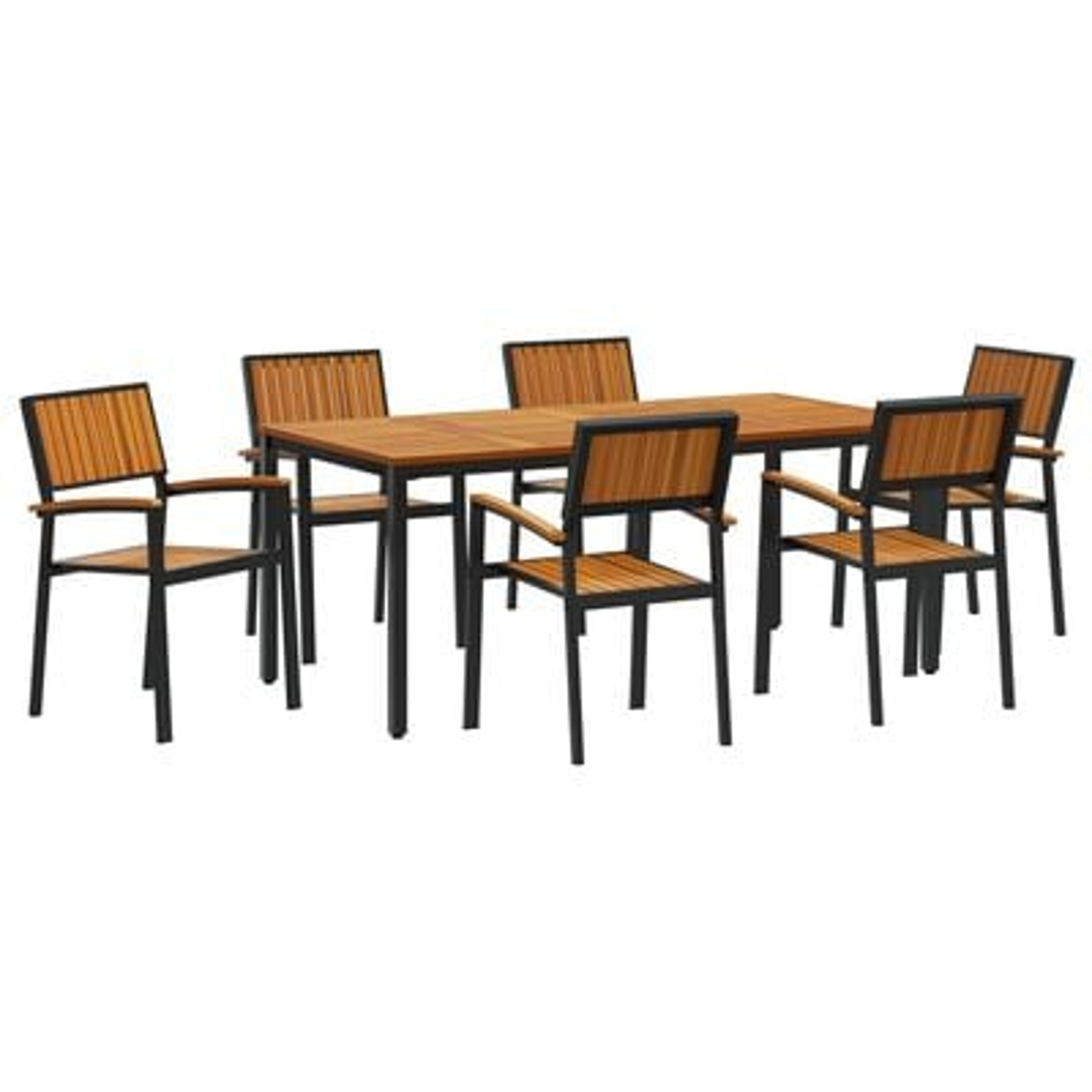 vidaXL Set de dining pentru grădină de 7 piese din lemn masiv de acacia și metal