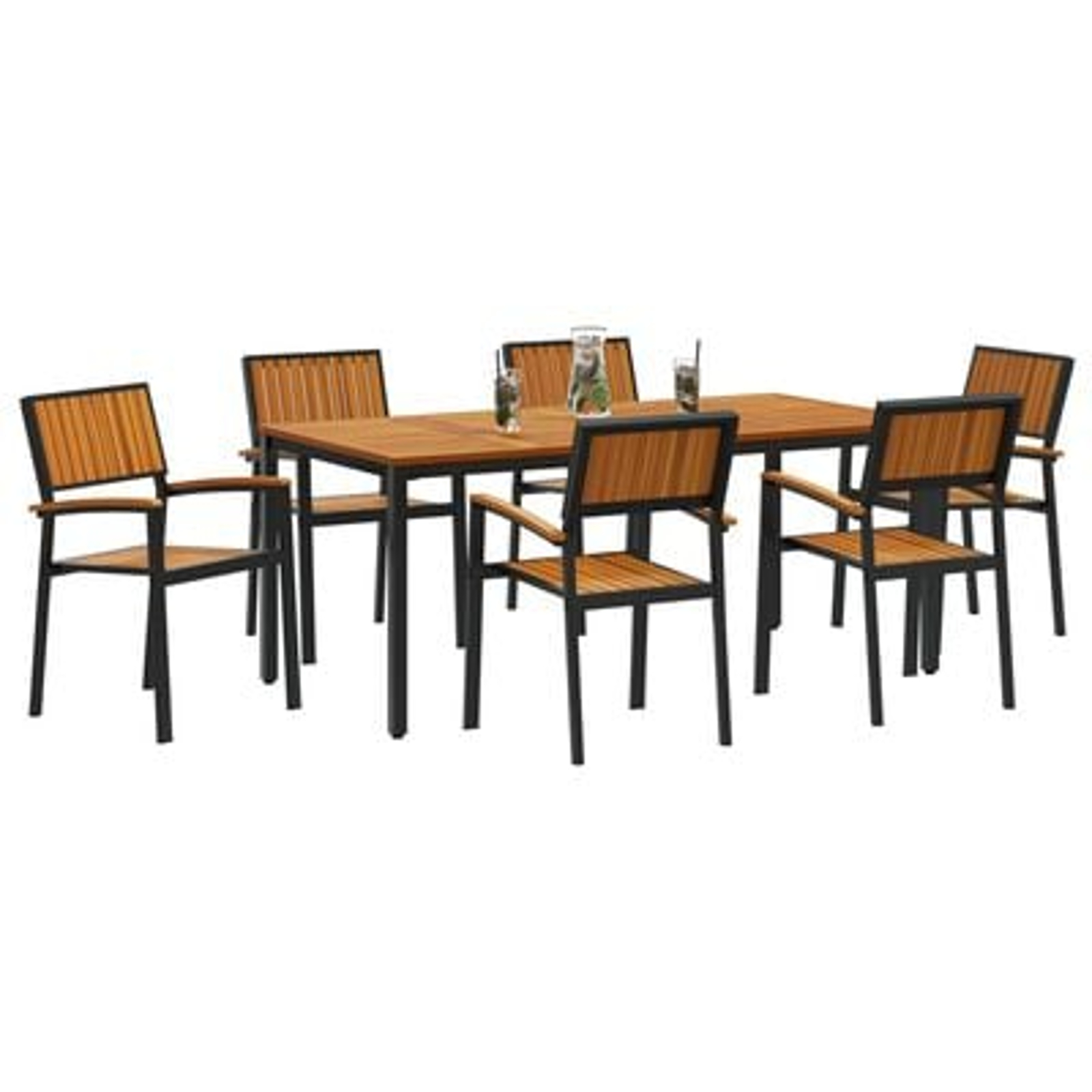 vidaXL Set de dining pentru grădină de 7 piese din lemn masiv de acacia și metal