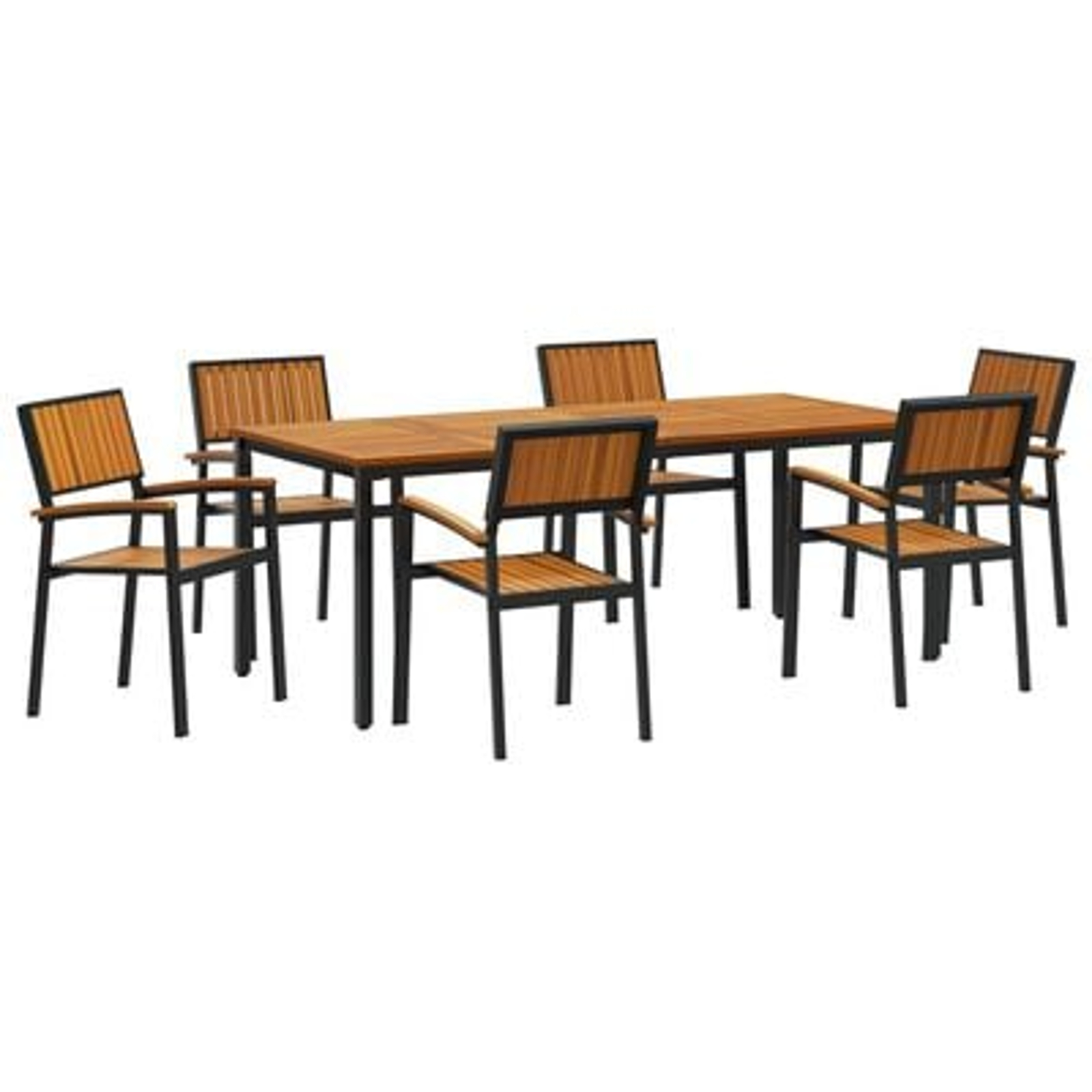 vidaXL Set de dining pentru grădină din 7 piese, lemn solid de acacia și metal vidaXL Set de dining pentru grădină din 7 piese, lemn solid de acacia și metal