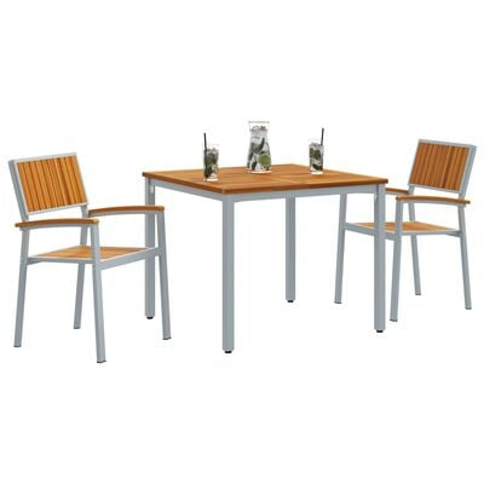 vidaXL Set de dining pentru grădină 3 piese din lemn solid de acacia și metal