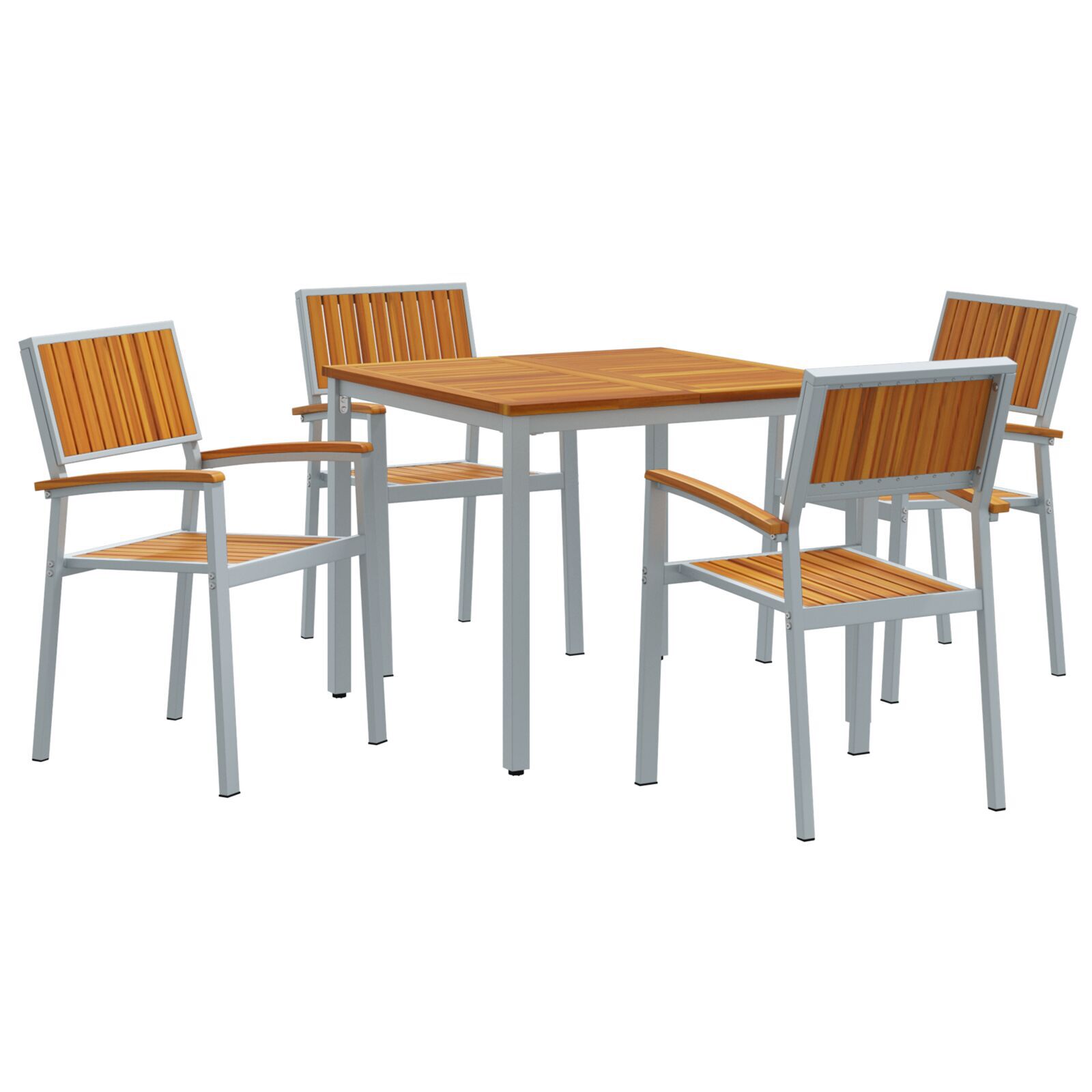 vidaXL Set de 5 Piese de Masă pentru Grădină din Lemn Solid de Acacia și Metal