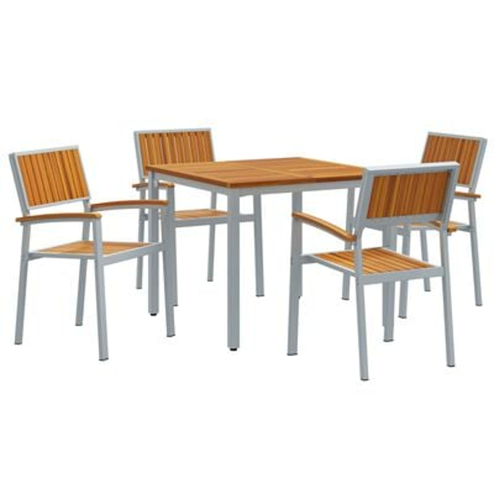 vidaXL Set de 5 Piese de Masă pentru Grădină din Lemn Solid de Acacia și Metal