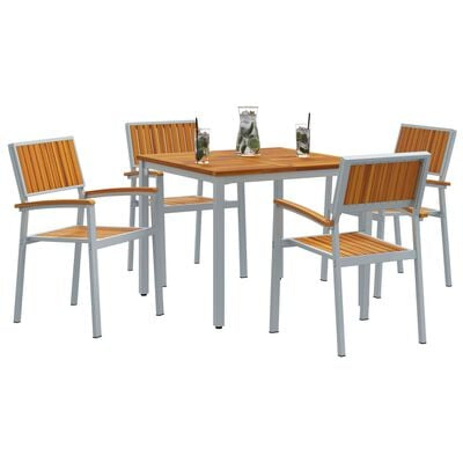 vidaXL Set de 5 Piese de Masă pentru Grădină din Lemn Solid de Acacia și Metal