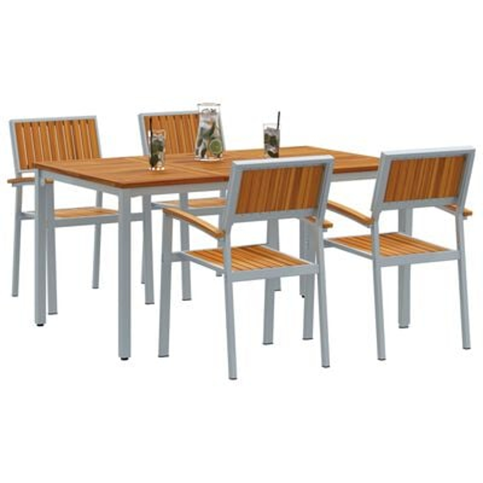 vidaXL Set de dining pentru grădină , 5 piese, din lemn solid de acacia și metal