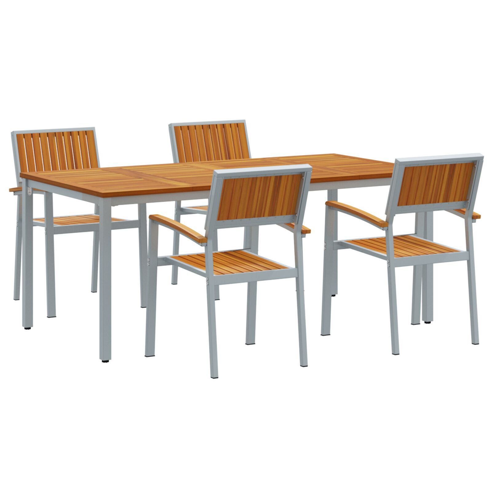 vidaXL Set de dining pentru grădină 5 piese din lemn solid de acacia și metal