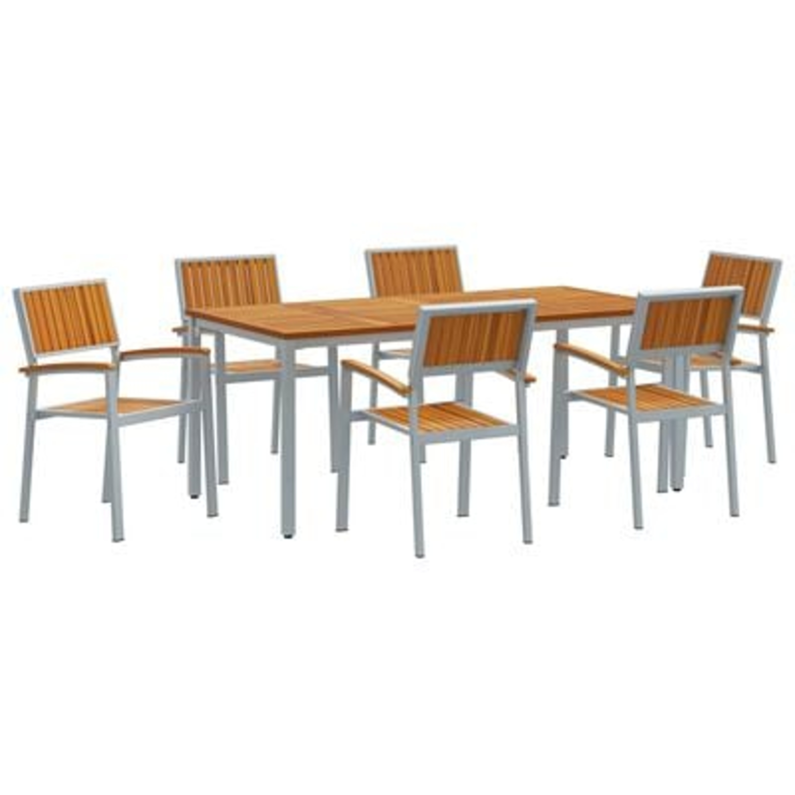 vidaXL Set de dining pentru grădină , 7 piese, din lemn solid de acacia și metal