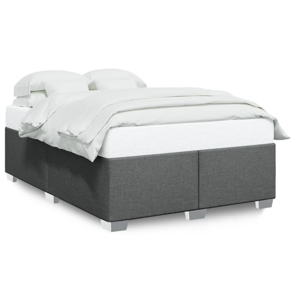 vidaXL Cadru de pat fără saltea, gri închis, 140x190 cm, textil