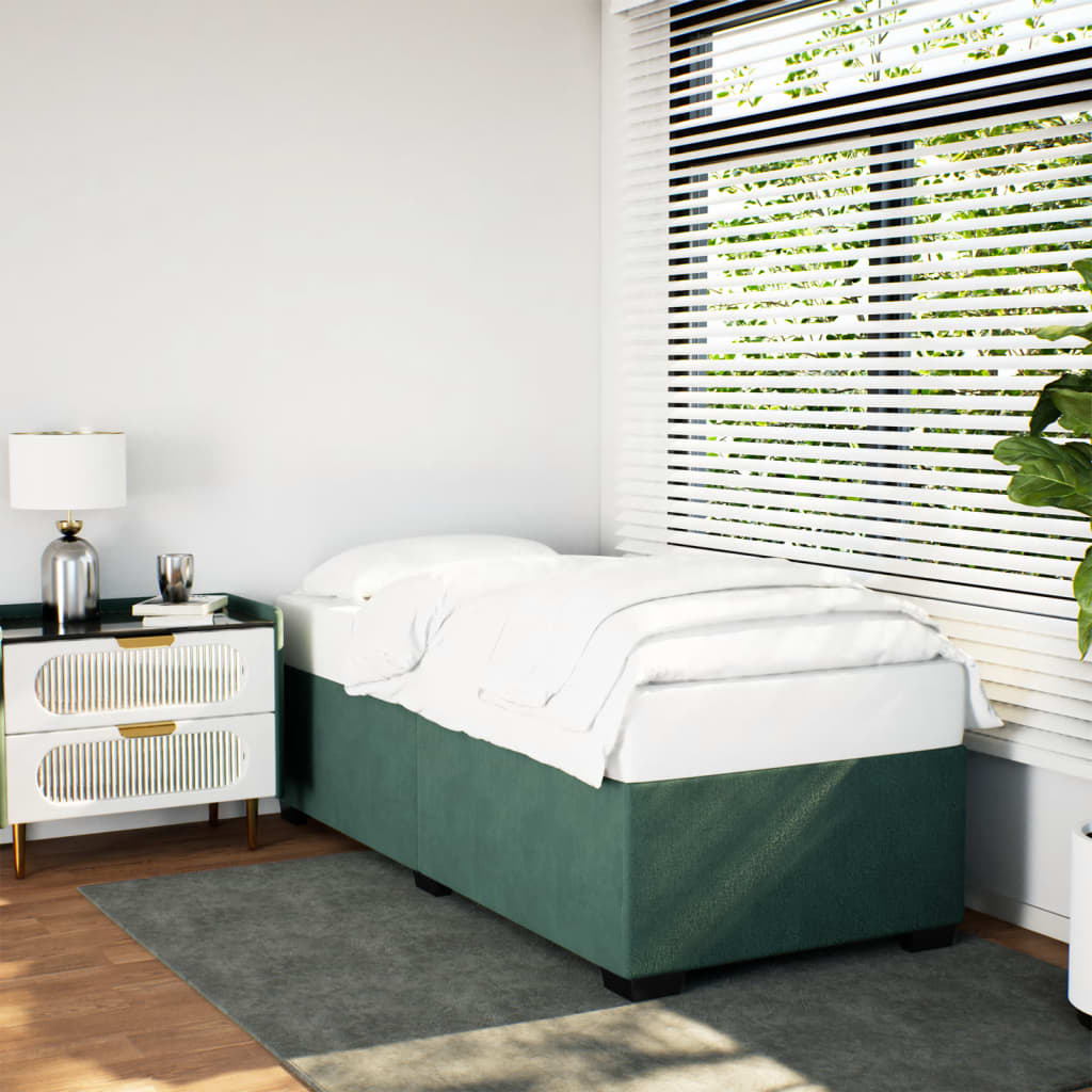 vidaXL Cadru de pat fără saltea, verde închis, 90x190 cm, catifea vidaXL Cadru de pat fără saltea, verde închis, 90x190 cm, catifea