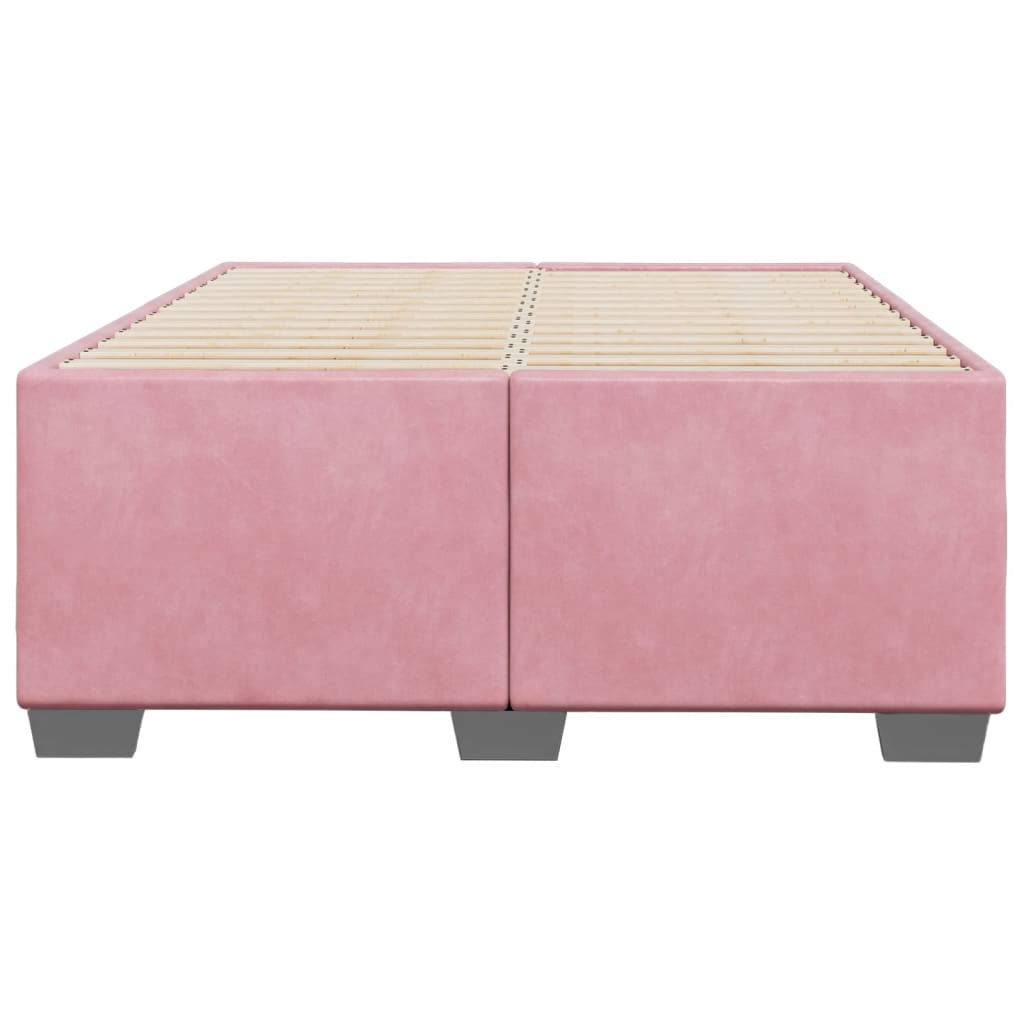 vidaXL Cadru de pat fără saltea roz 120x190 cm catifea vidaXL Cadru de pat fără saltea roz 120x190 cm catifea