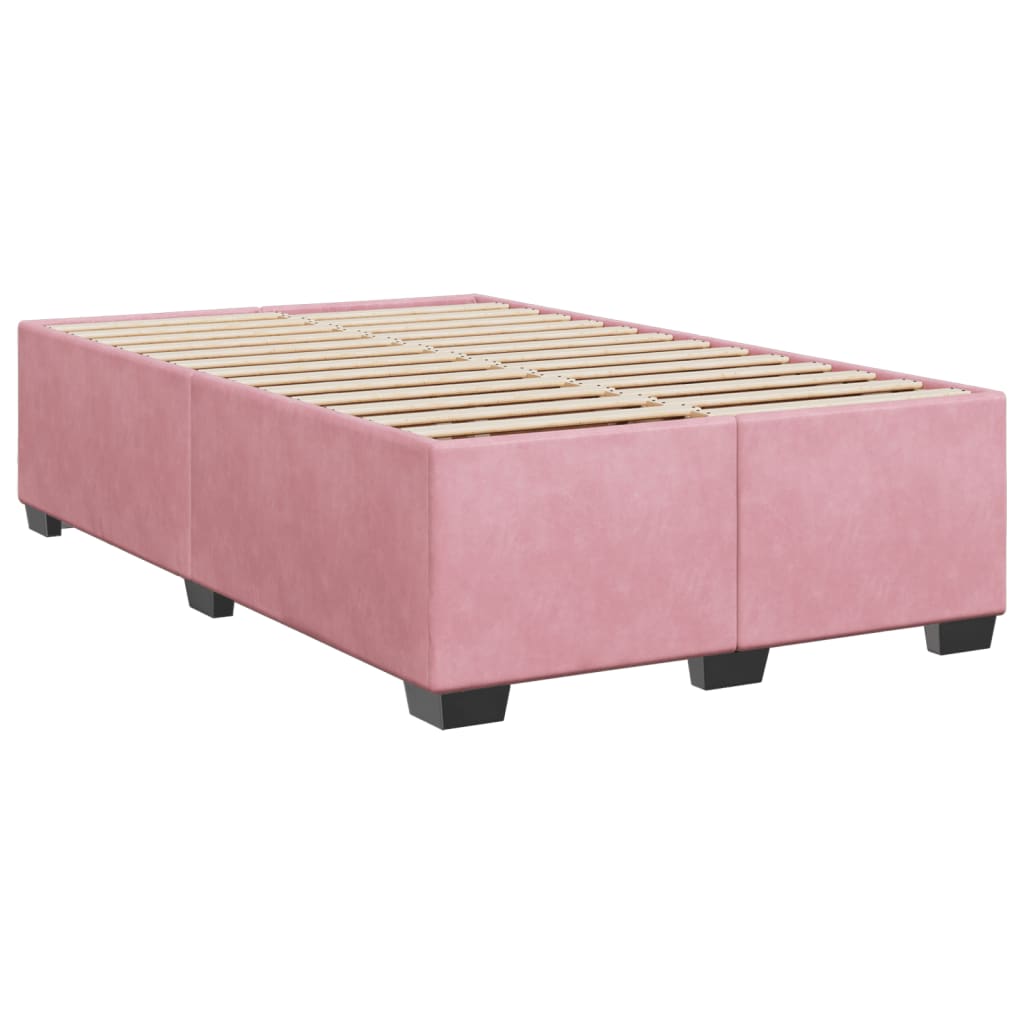 vidaXL Cadru de pat fără saltea roz 120x190 cm catifea vidaXL Cadru de pat fără saltea roz 120x190 cm catifea