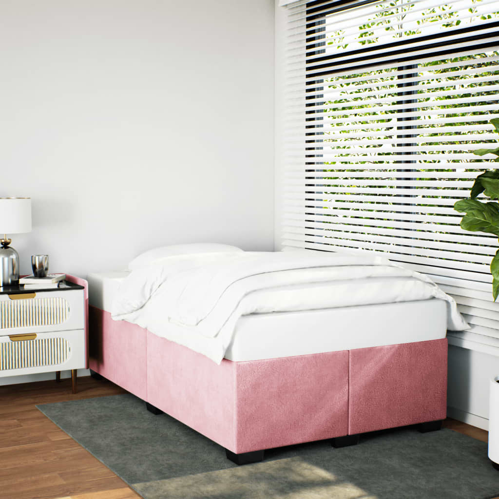 vidaXL Cadru de pat fără saltea roz 120x190 cm catifea vidaXL Cadru de pat fără saltea roz 120x190 cm catifea