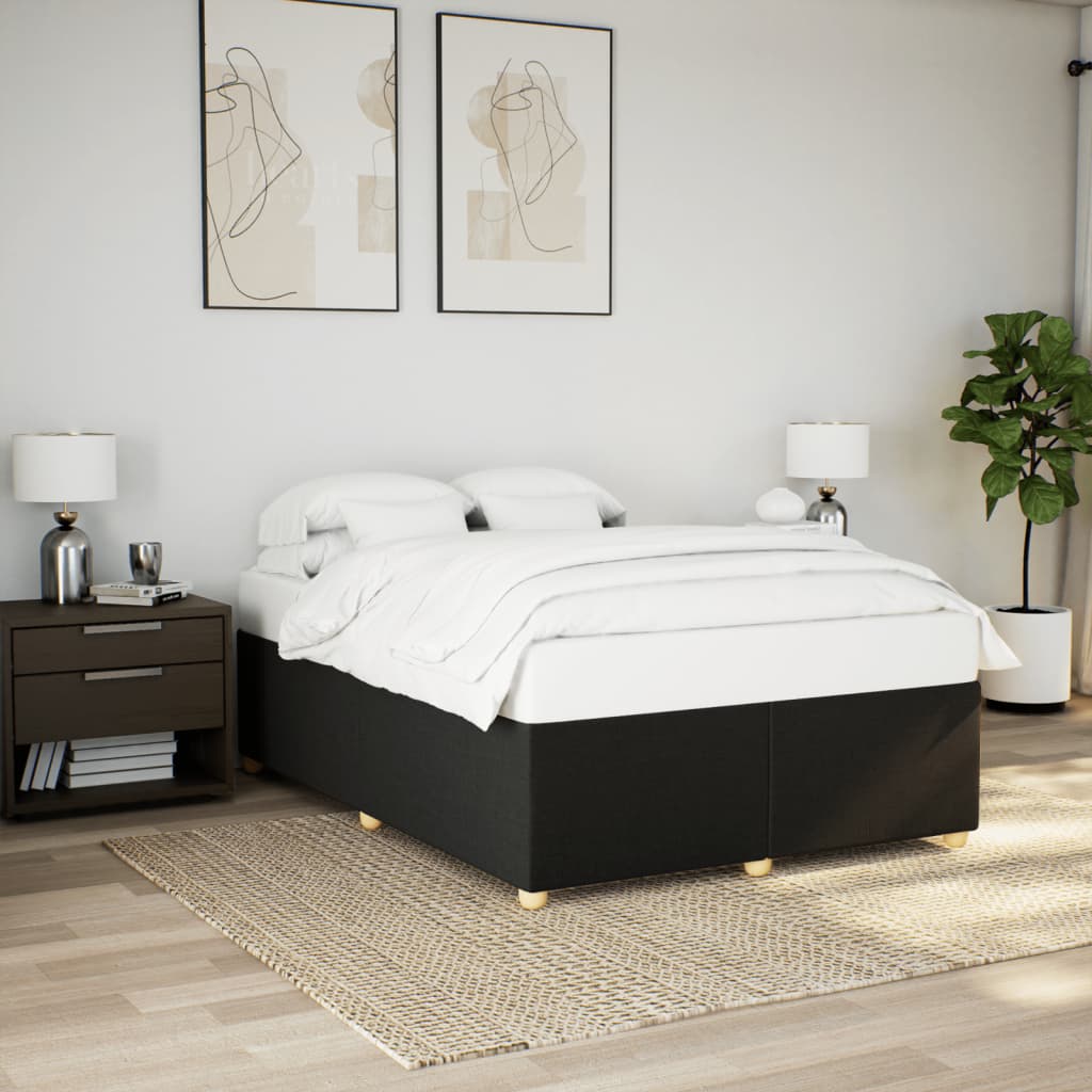 vidaXL Cadru de pat fără saltea, negru, 140x200 cm, textil vidaXL Cadru de pat fără saltea, negru, 140x200 cm, textil