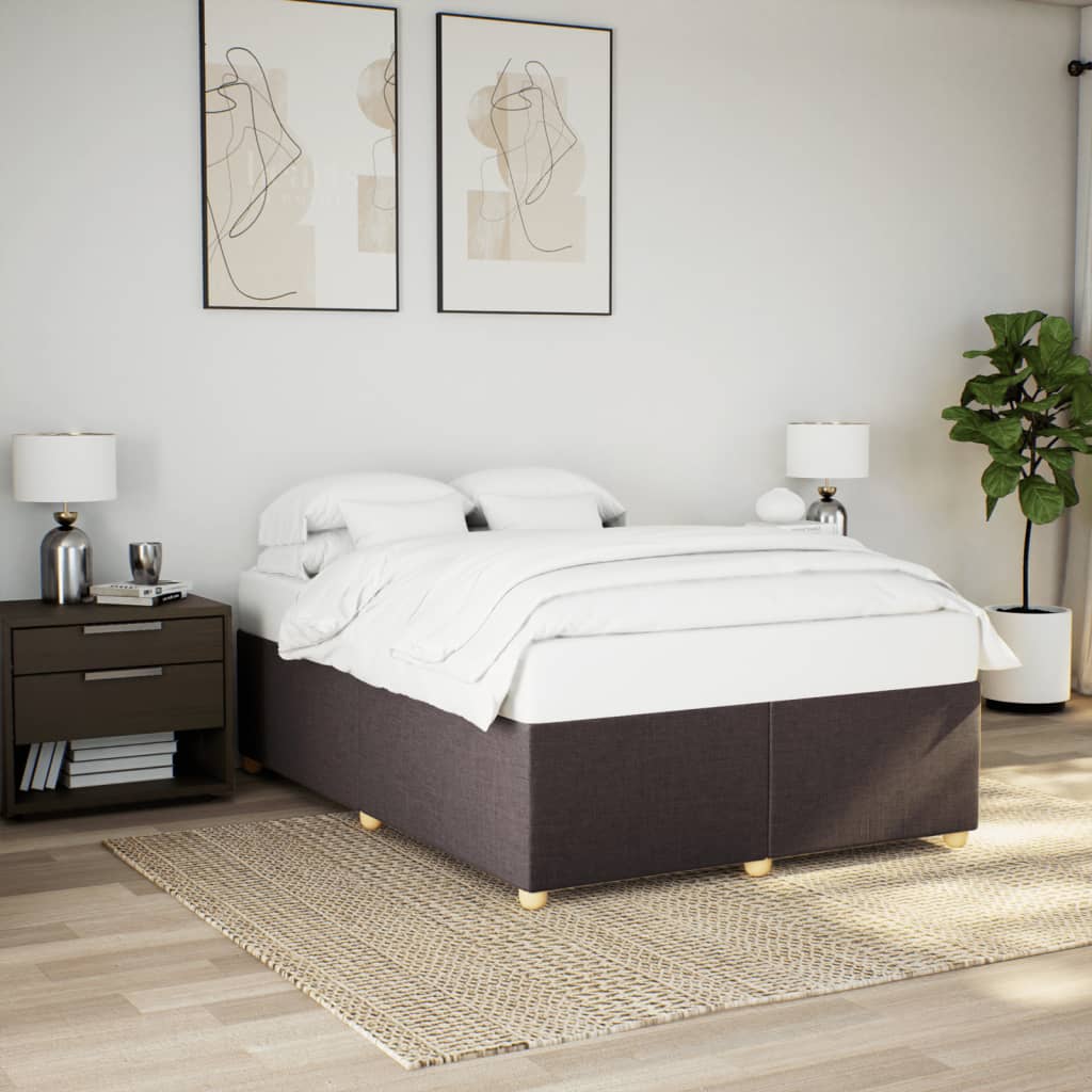 vidaXL Cadru de pat fără saltea, maro închis, 140x200 cm, textil vidaXL Cadru de pat fără saltea, maro închis, 140x200 cm, textil