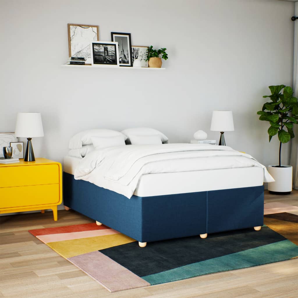 vidaXL Cadru de pat fără saltea, albastru, 160x200 cm, textil vidaXL Cadru de pat fără saltea, albastru, 160x200 cm, textil