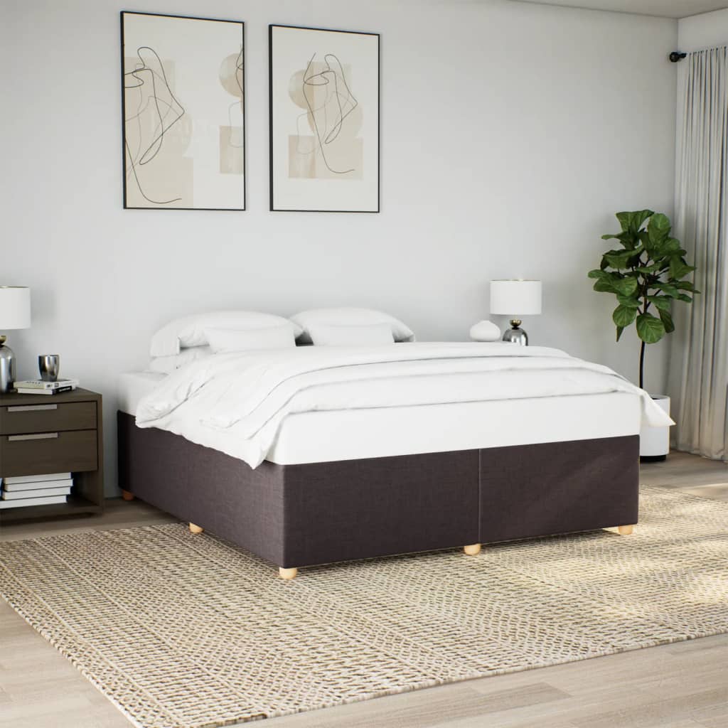 vidaXL Cadru de pat fără saltea, maro închis, 200x200 cm, textil vidaXL Cadru de pat fără saltea, maro închis, 200x200 cm, textil