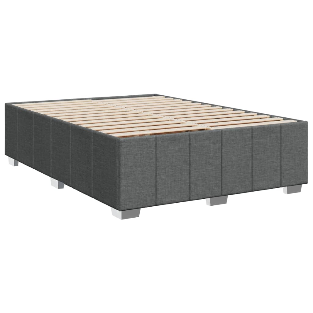 vidaXL Cadru de pat fără saltea, gri închis, 140x190 cm, textil