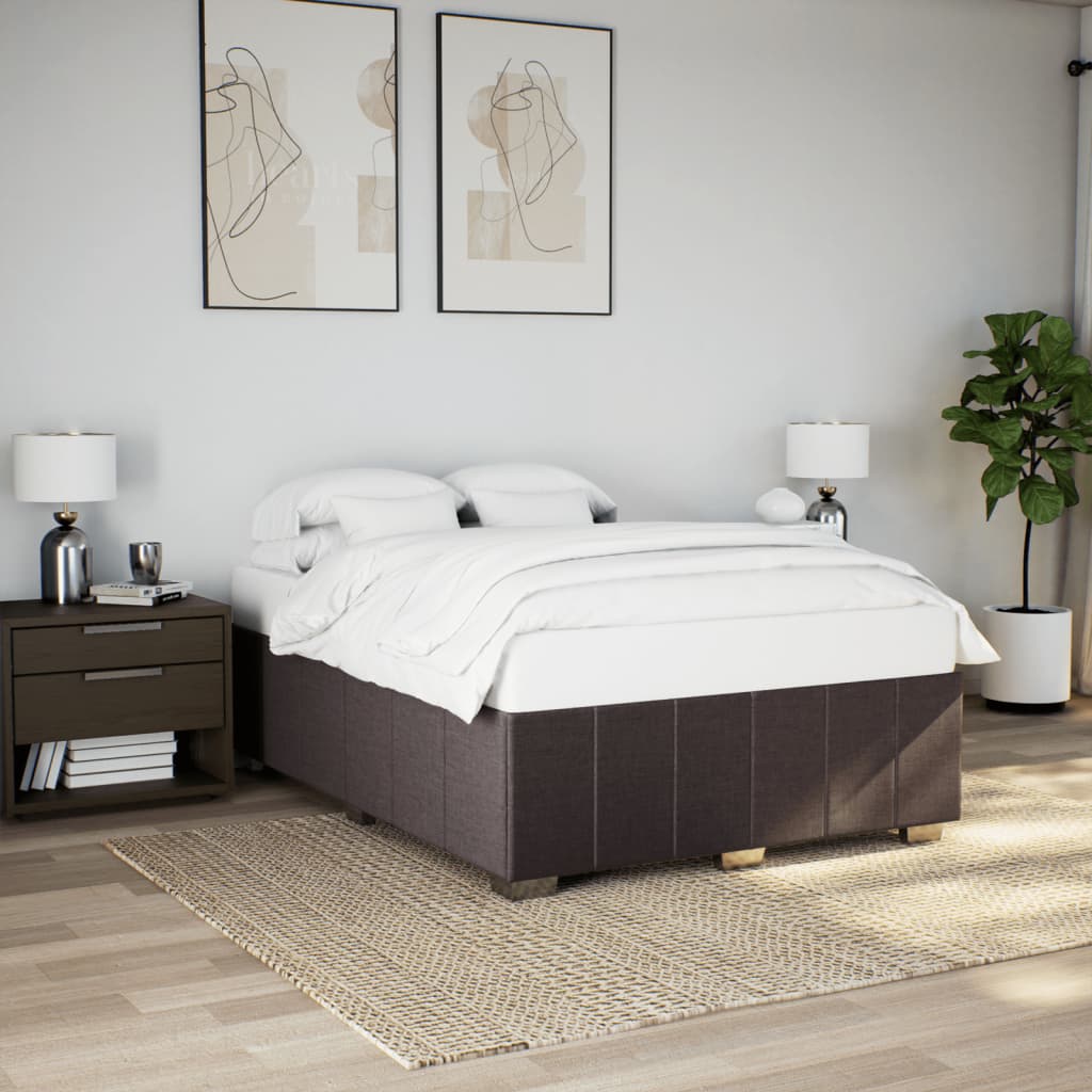vidaXL Cadru de pat fără saltea, maro închis, 140x200 cm, textil vidaXL Cadru de pat fără saltea, maro închis, 140x200 cm, textil