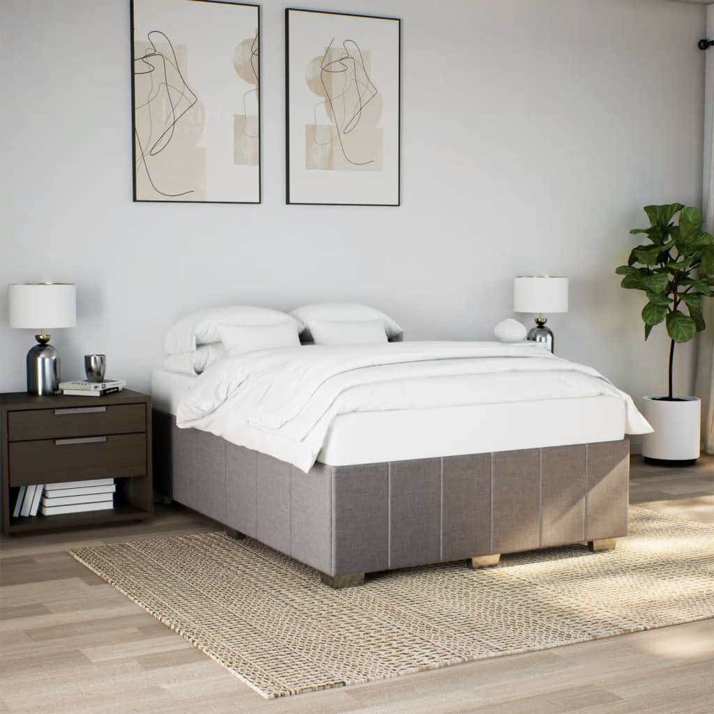 vidaXL Cadru de pat fără saltea, gri taupe, 140x190 cm, textil vidaXL Cadru de pat fără saltea, gri taupe, 140x190 cm, textil