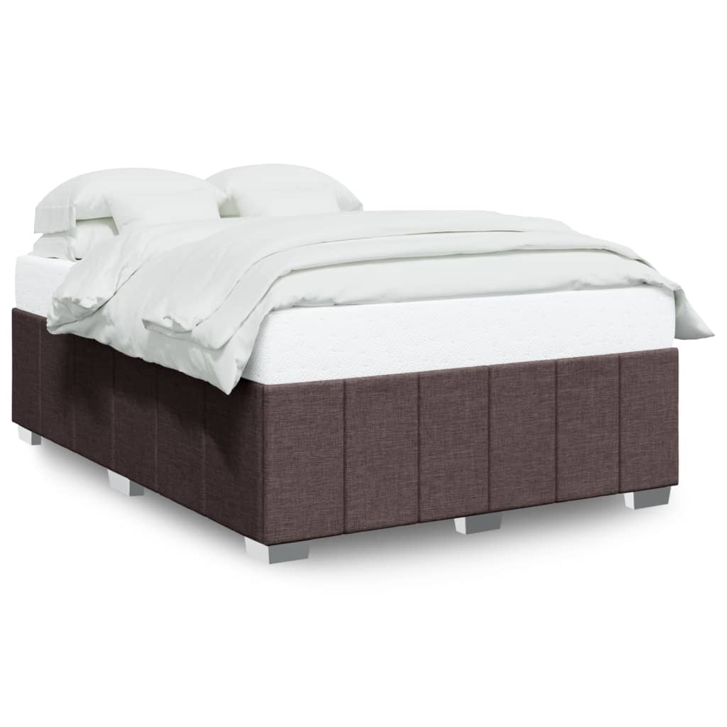 vidaXL Cadru de pat fără saltea, maro închis, 140x200 cm, textil vidaXL Cadru de pat fără saltea, maro închis, 140x200 cm, textil
