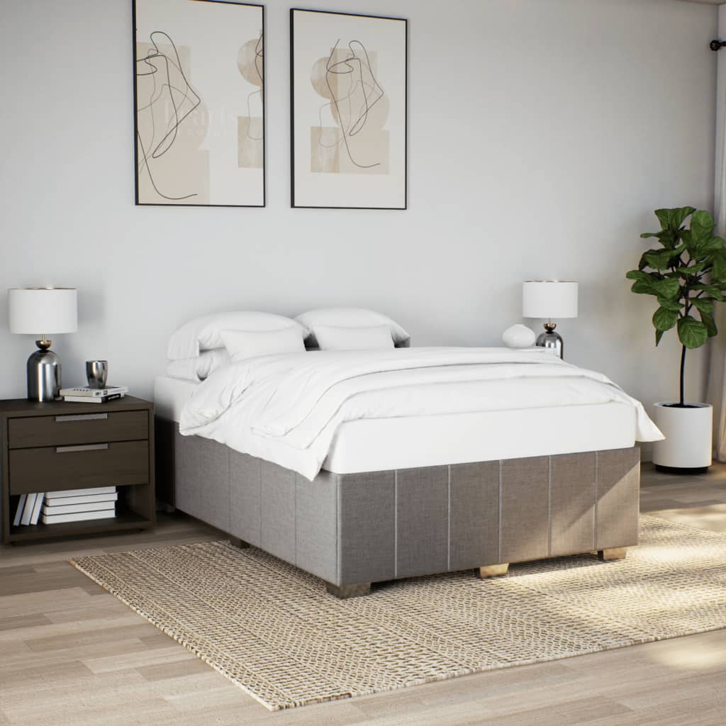 vidaXL Cadru de pat fără saltea, gri taupe, 140x200 cm, textil vidaXL Cadru de pat fără saltea, gri taupe, 140x200 cm, textil