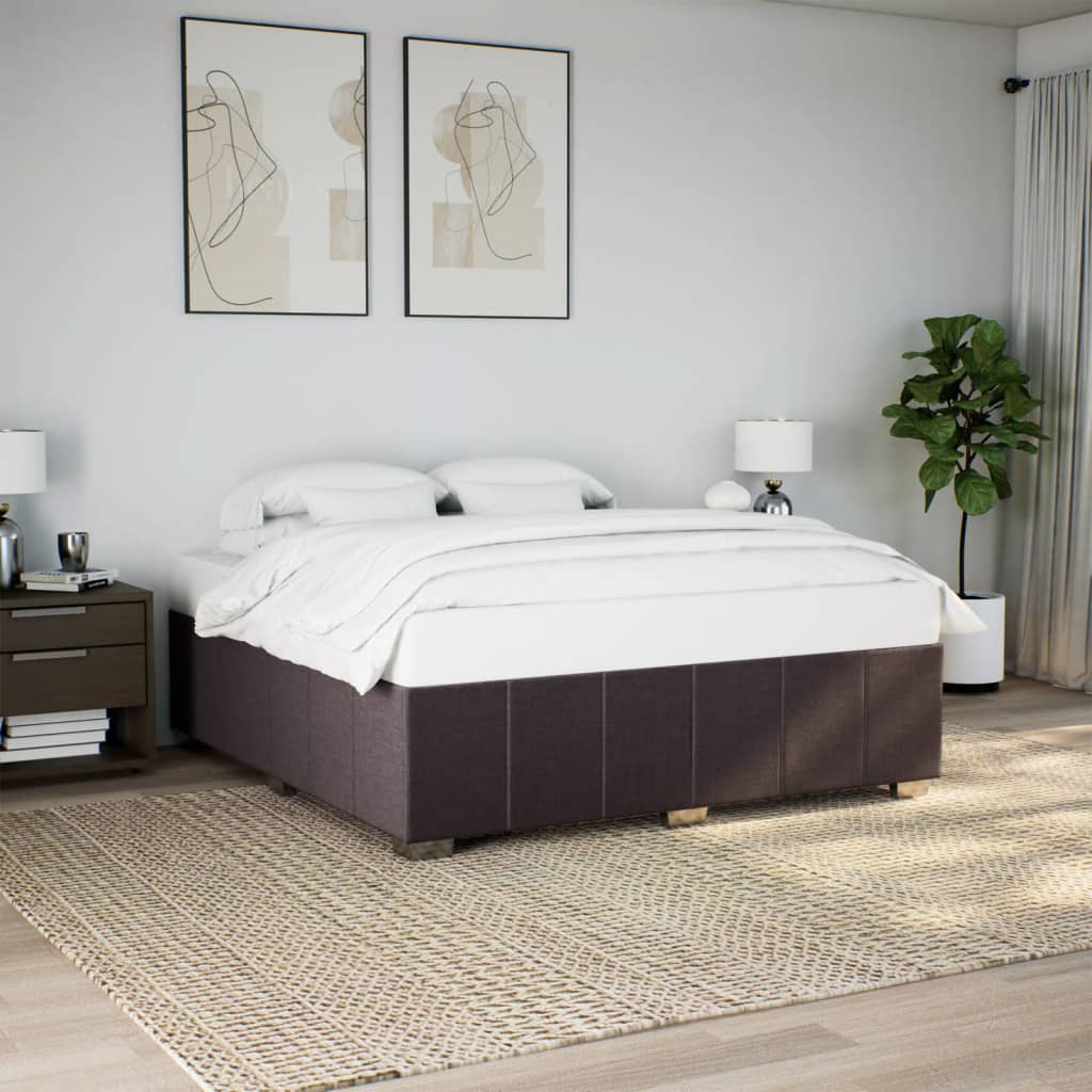 vidaXL Cadru de pat fără saltea, maro închis, 200x200 cm, textil vidaXL Cadru de pat fără saltea, maro închis, 200x200 cm, textil