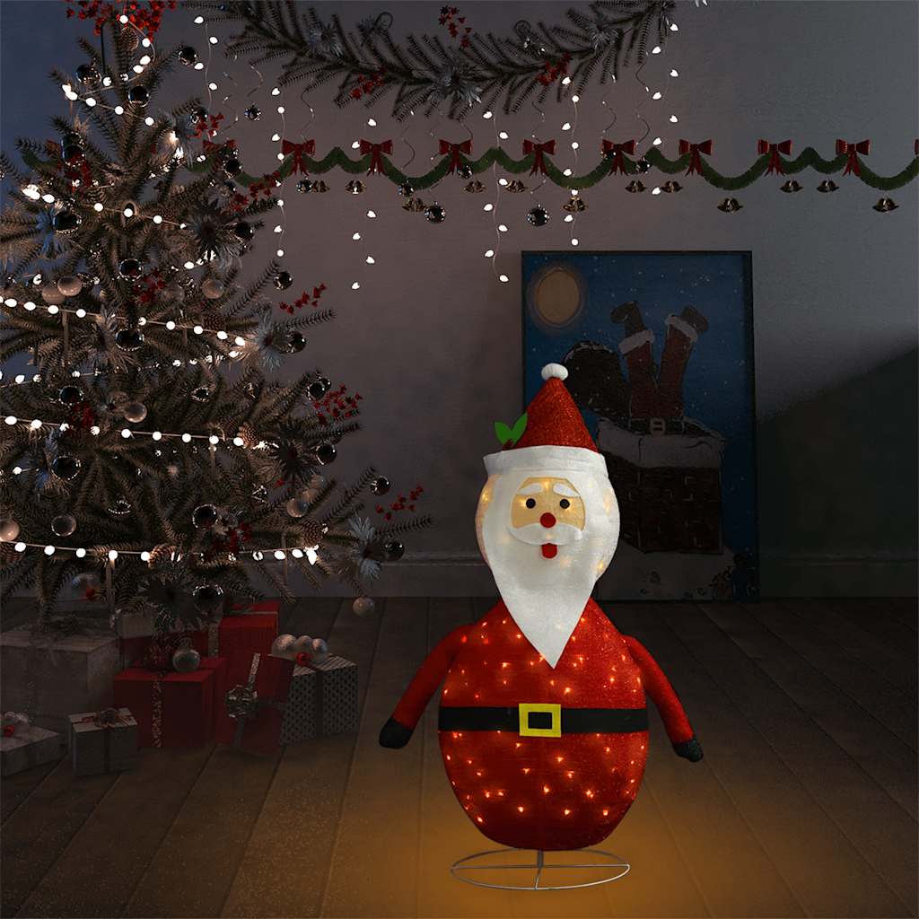 vidaXL Figurină Moș Crăciun decorativă cu LED, 90 cm, țesătură lux